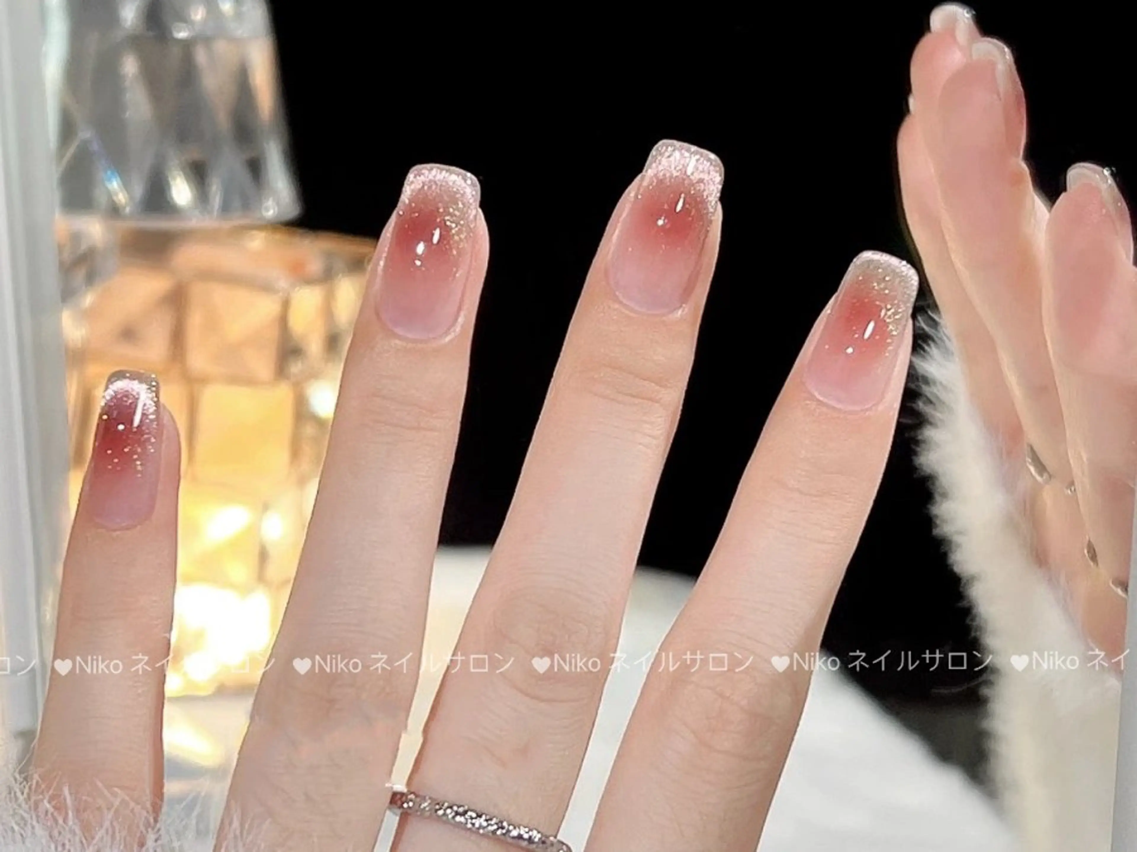 ネイル チークネイル フットネイル フレンチネイル ジェルネイル ガラスフレンチ Niko リンのネイルデザイン