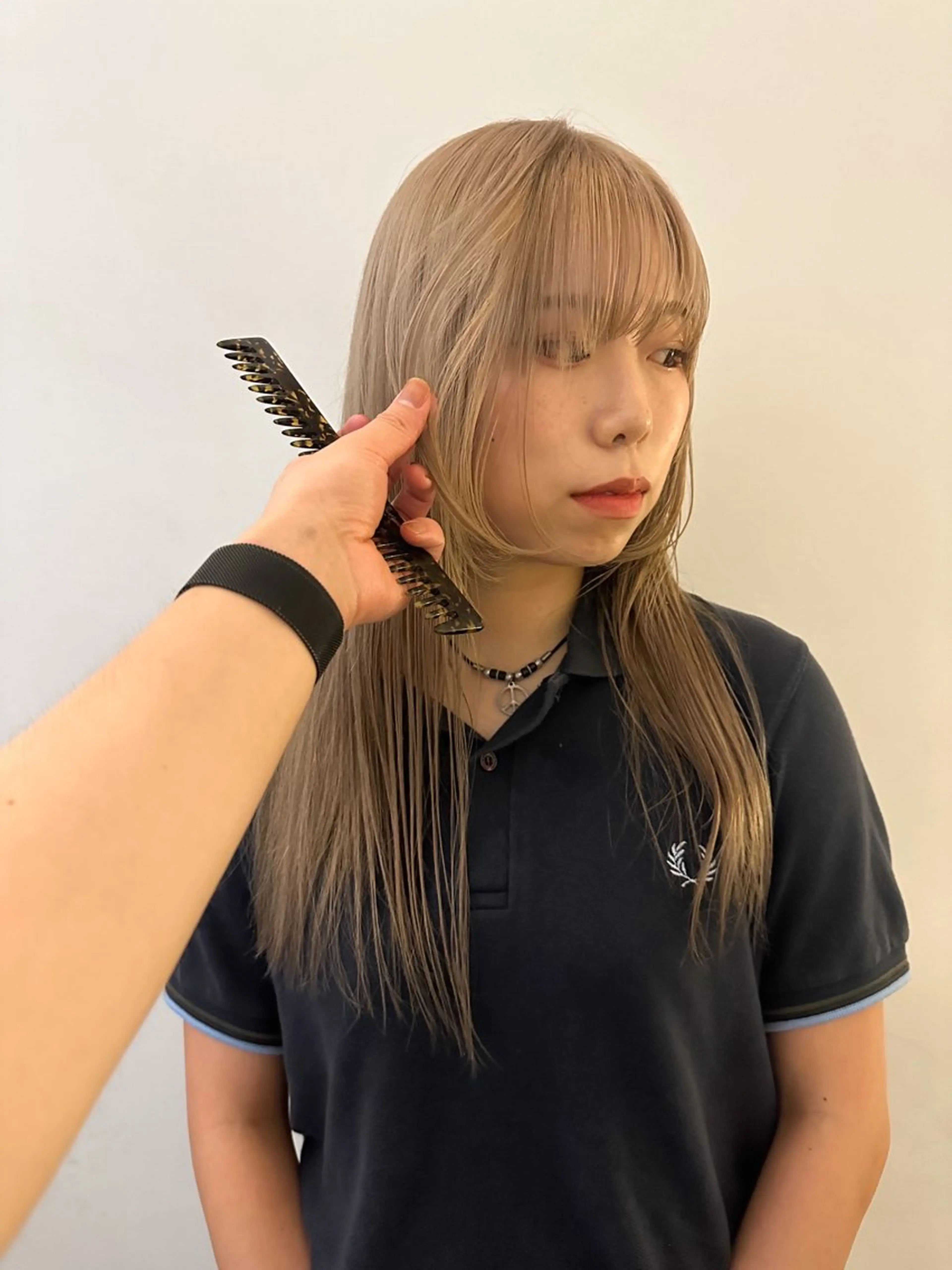 セミロング カラー ベージュカラー ミルクティーベージュ ハイライト🌟/ ボブ/豊田のヘアスタイル