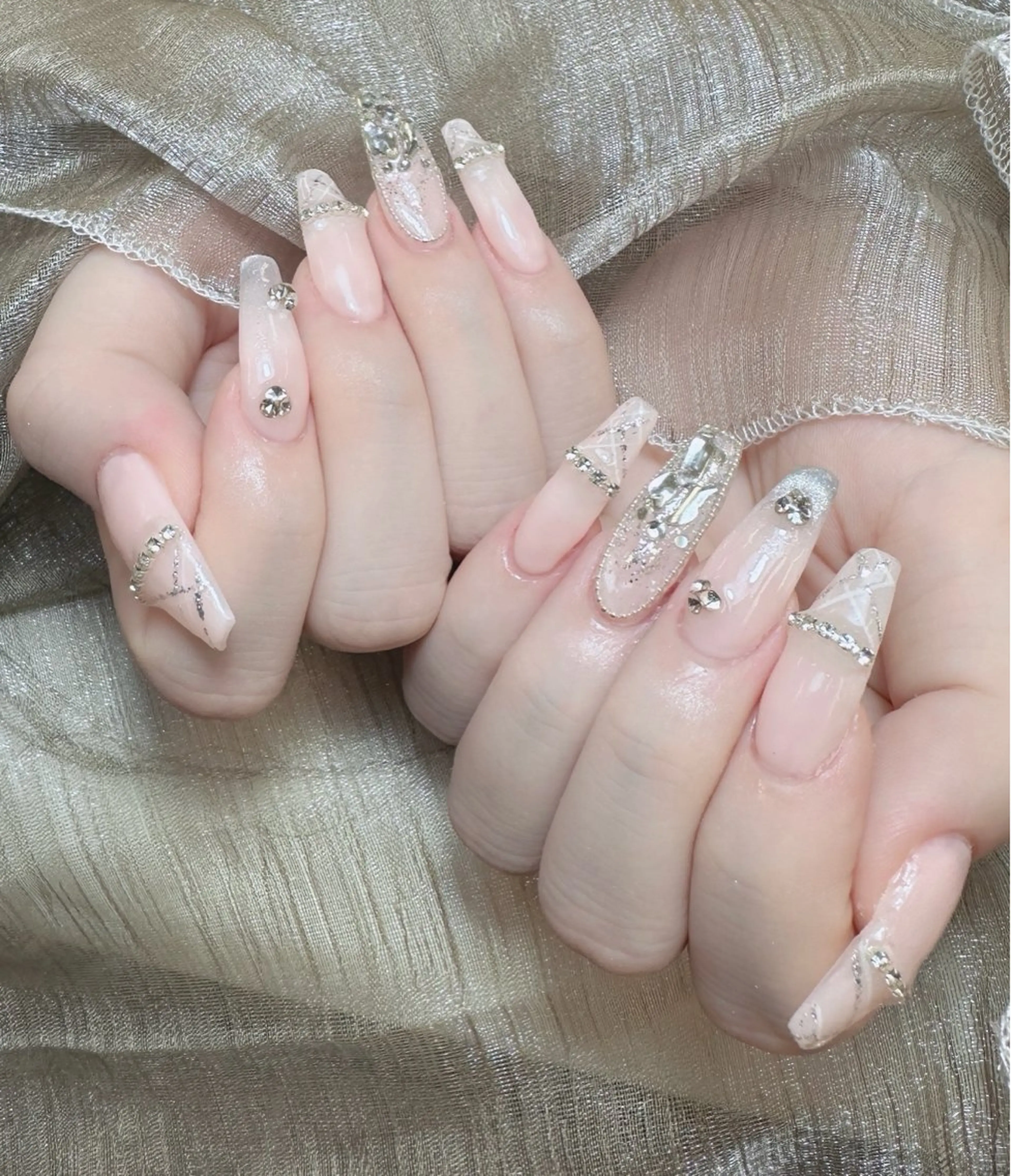 ネイル ロングネイル マグネットネイル リボン 夏ネイル スーパーロングネイル ハンドネイル Hani Nail XUKAのネイルデザイン