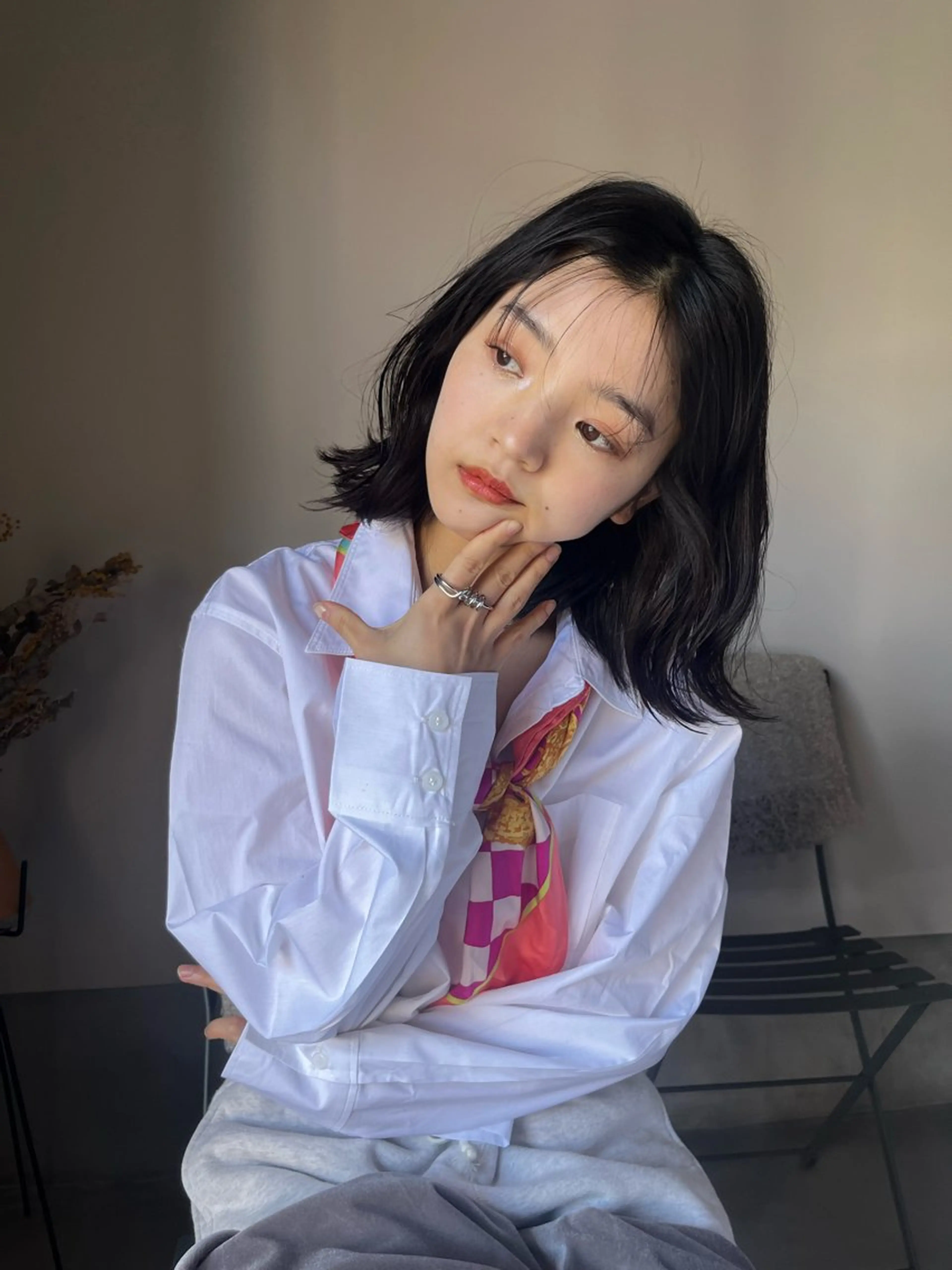 ミディアム カラー くびれヘア 外ハネヘア MINX The pass所属・透明感ケアカラー/ レイヤー/ryokaのヘアスタイル