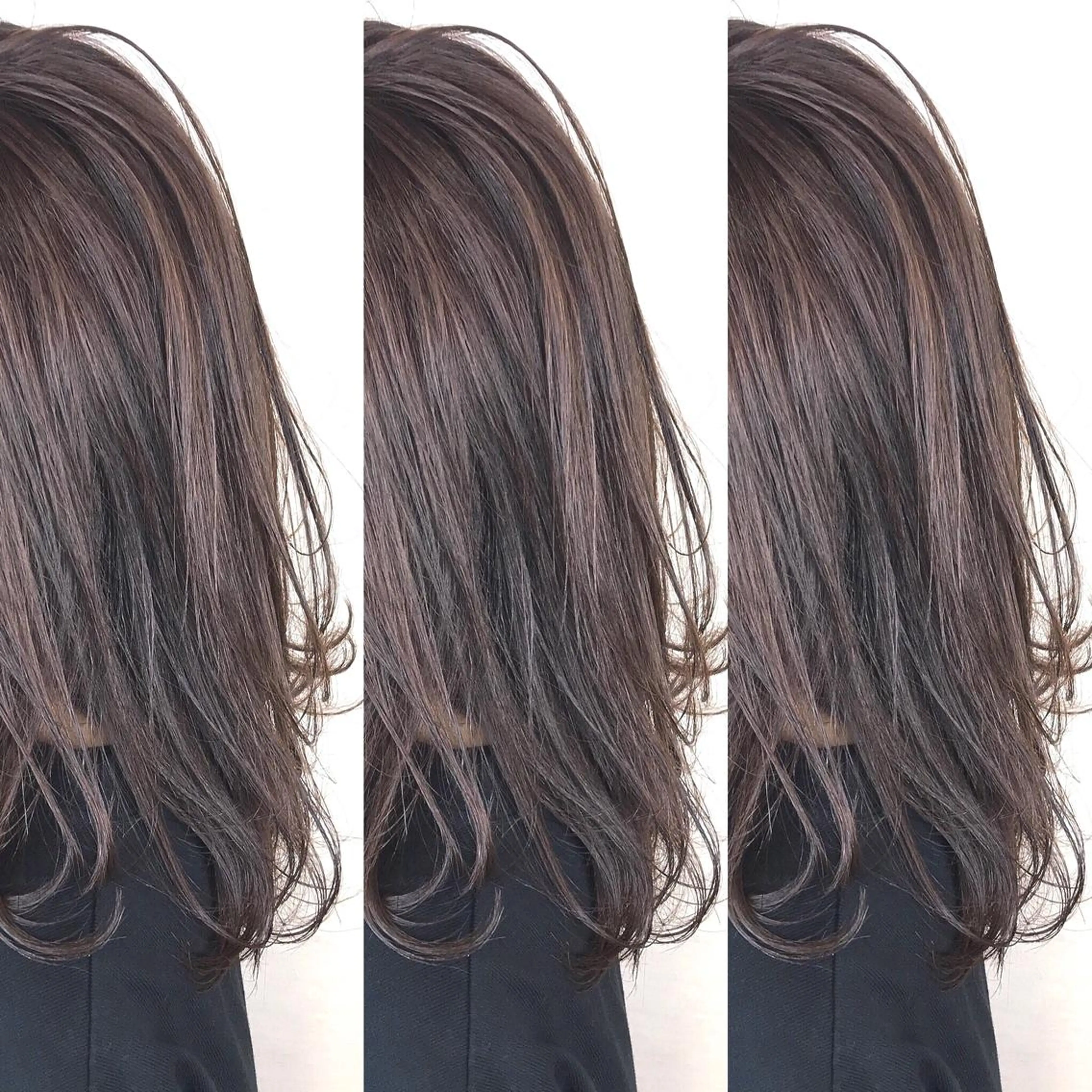 セミロング カラー 韓国レイヤーカット/ ダブルカラーのヘアスタイル