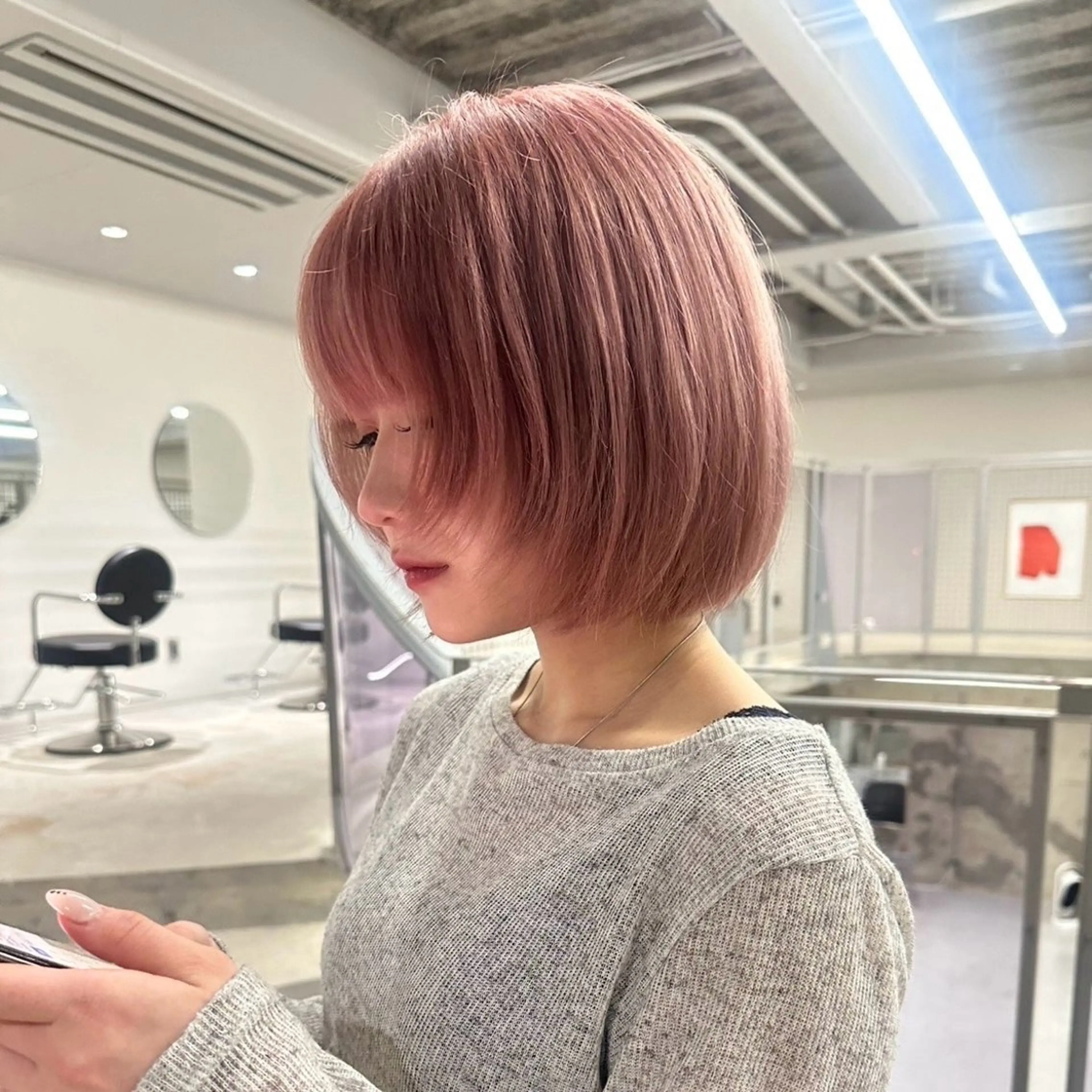 ショート ピンクブラウン ボブ ヘアカラー 藤沢艶カラー/ 藤沢エクステ/魁心のヘアスタイル