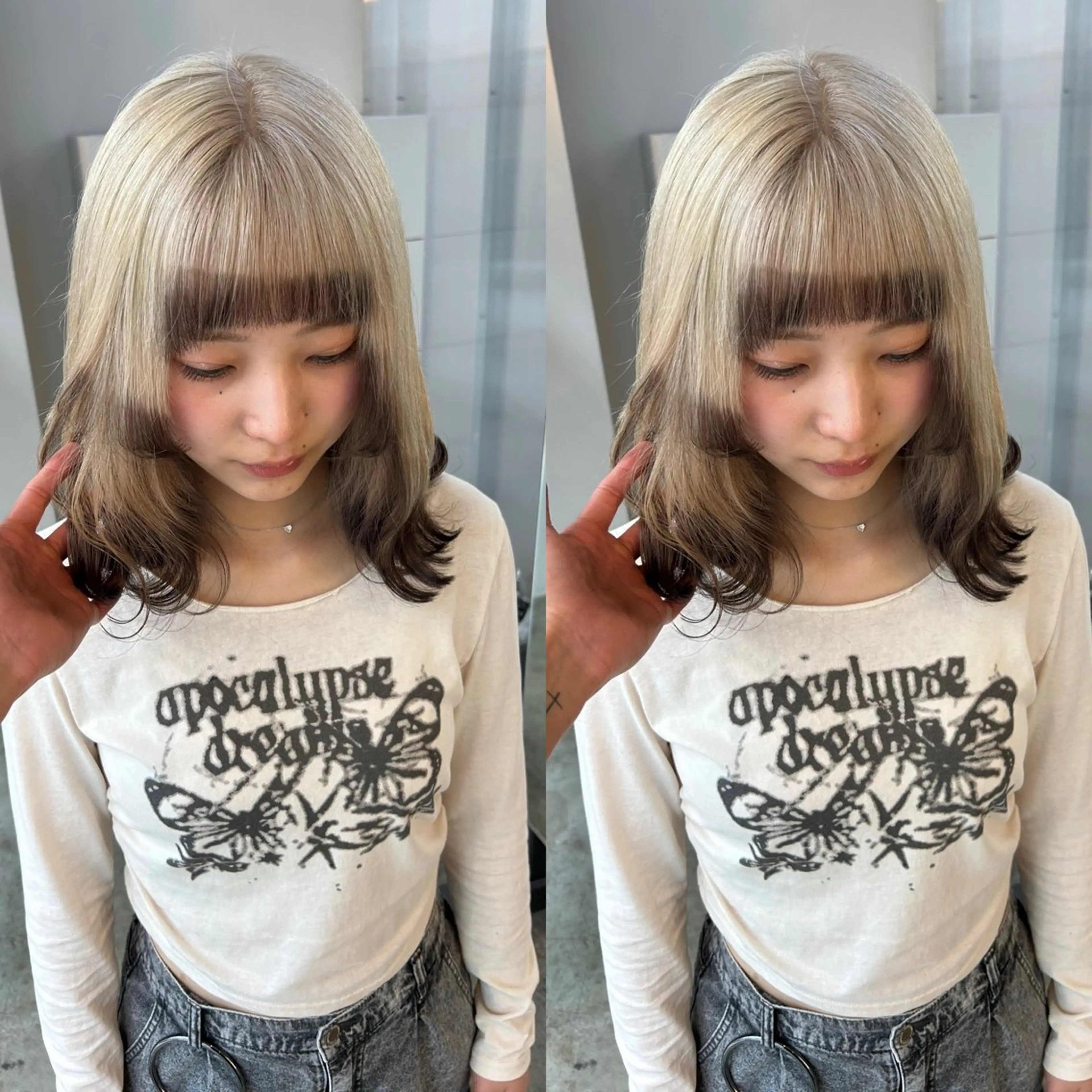 ミディアム カラー カット ヘアカラー トリートメント yoriダブルカラー 代表すがわらのヘアスタイル