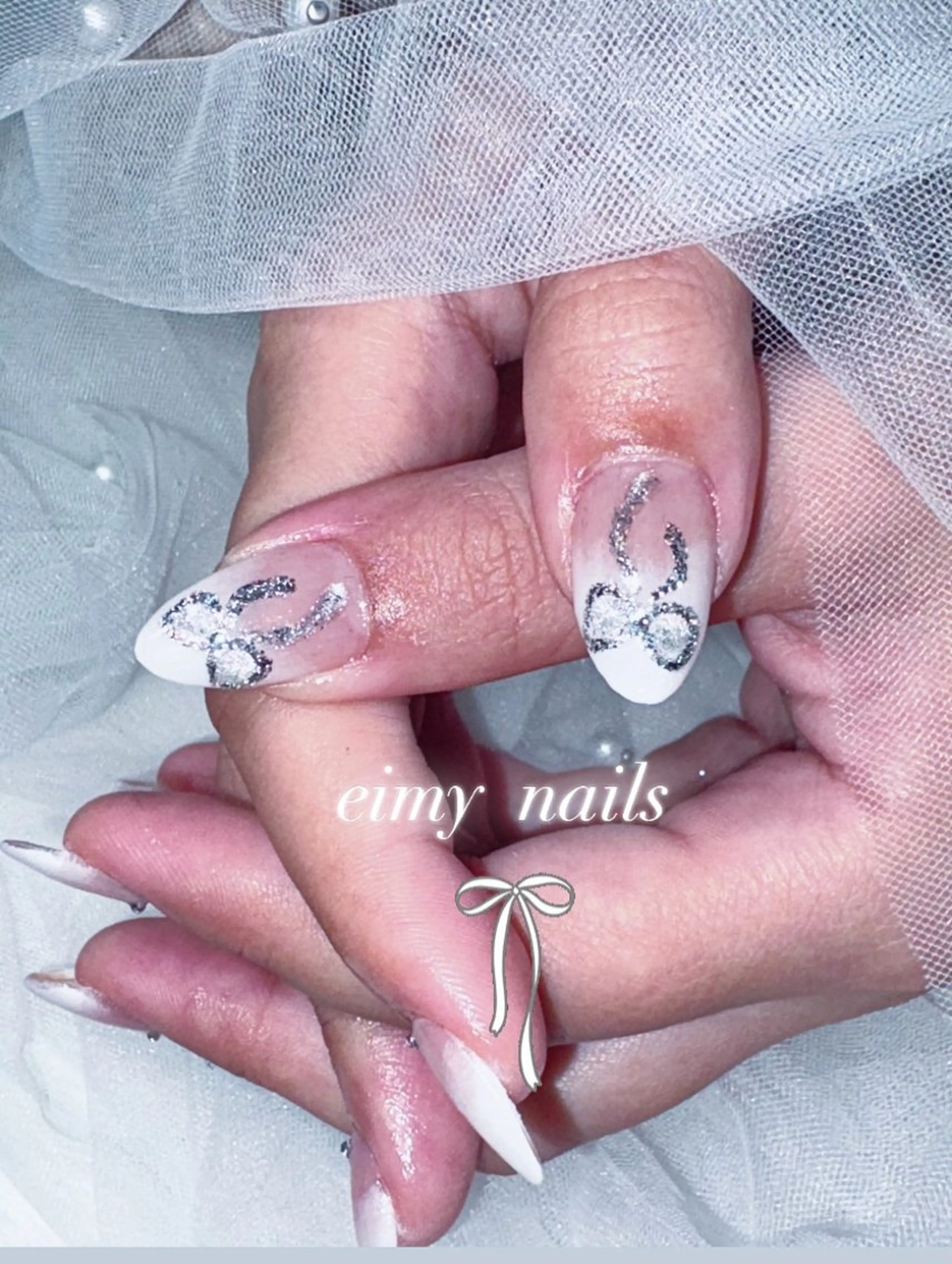 ネイル アートネイル リボン ハンドネイル 🤍eimy nails🤍所属・eimy nails♡のネイルデザイン