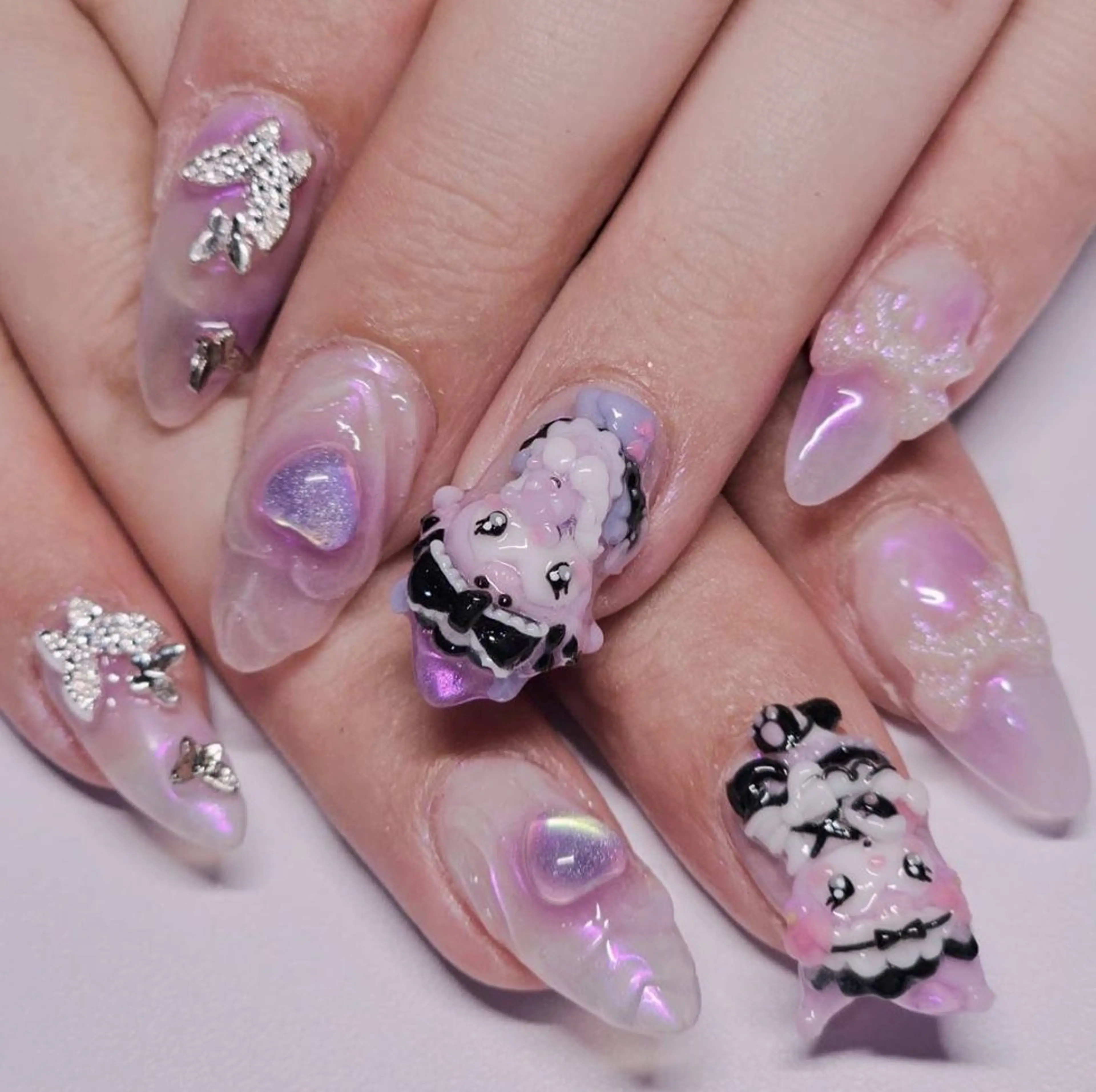 ネイル アートネイル グラデーション パープル ホワイト ハンドネイル よしだ ひろきのネイルデザイン