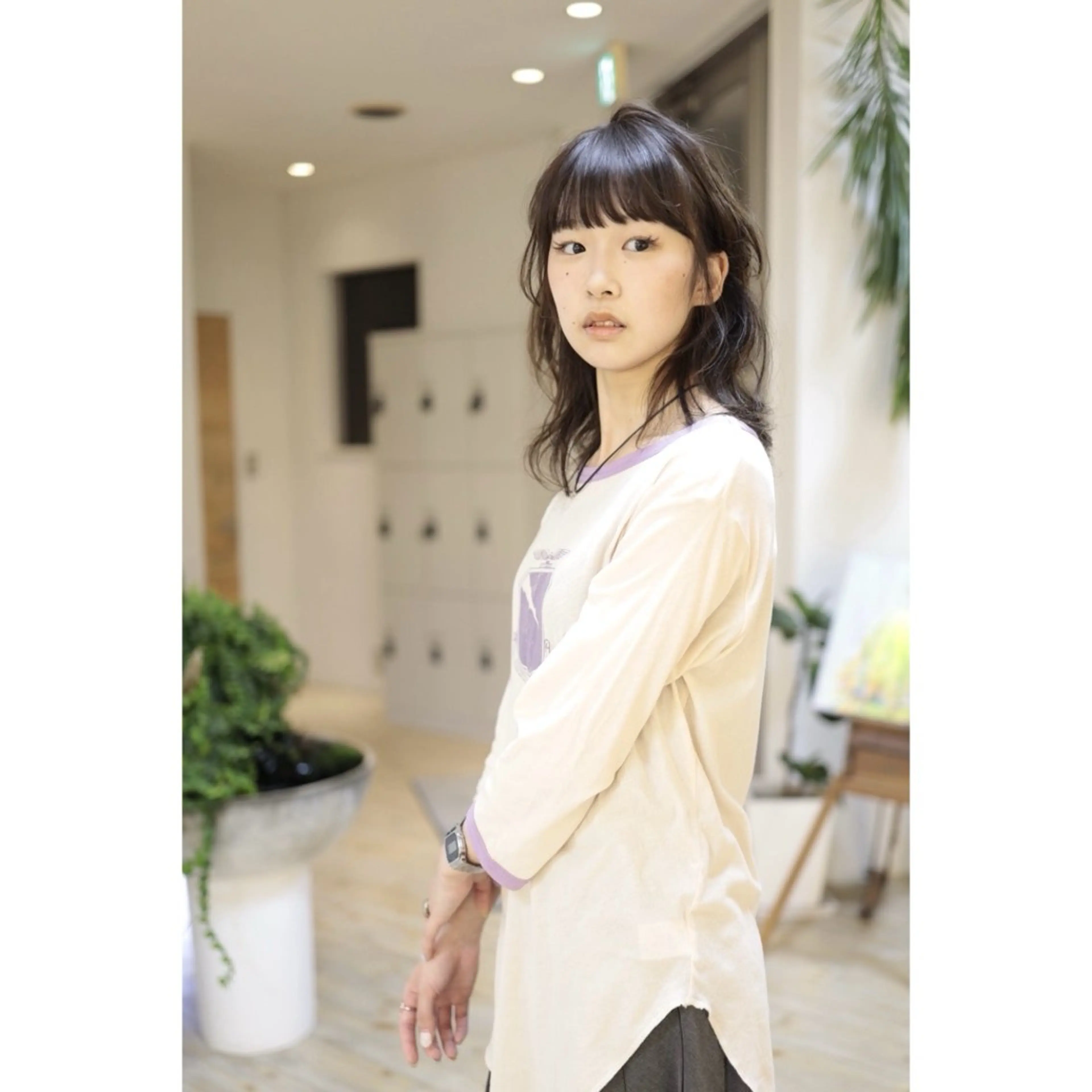 ミディアム パーマ 長谷川 絵美のヘアスタイル