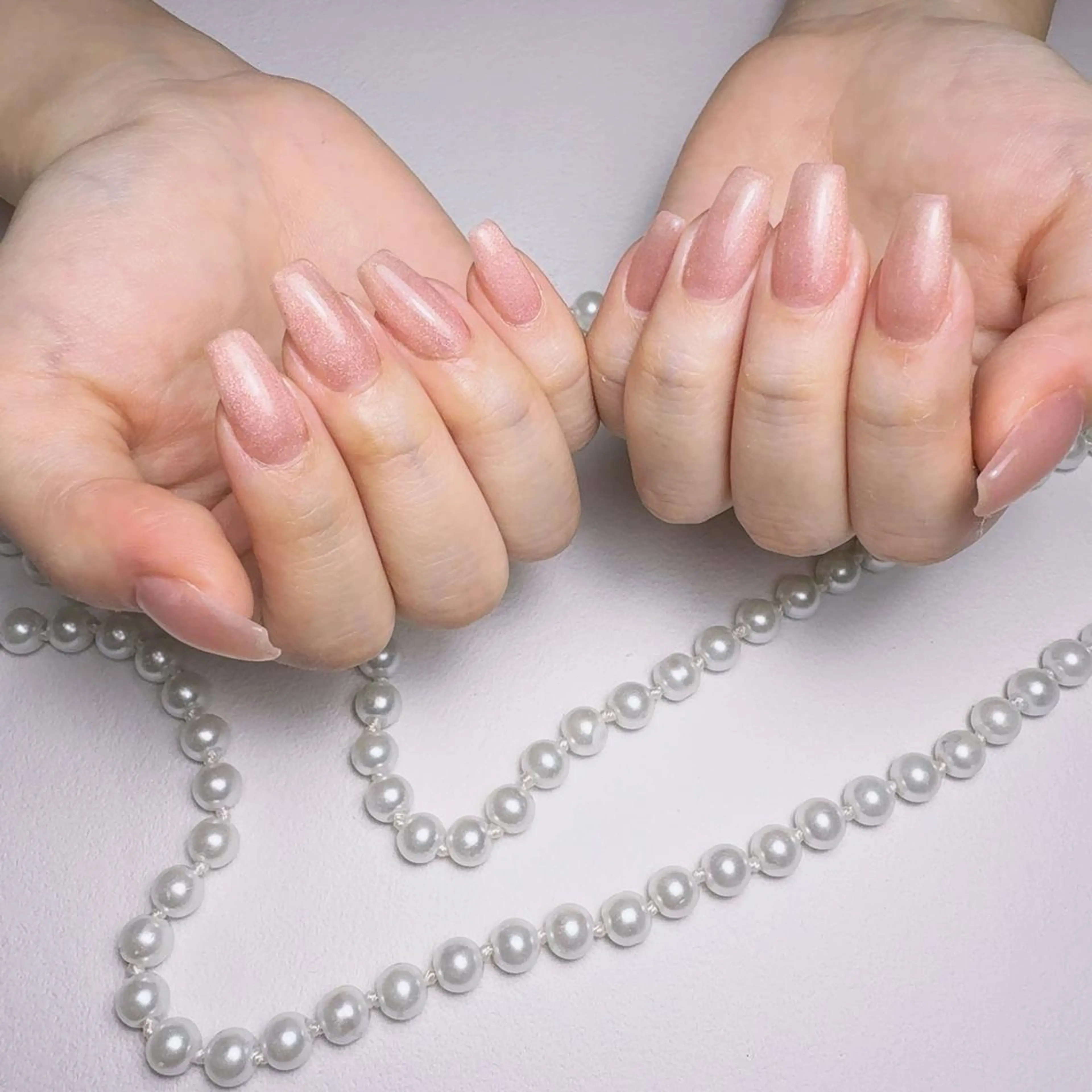 ネイル アートネイル フラッシュネイル フレンチネイル ジェルネイル ガラスフレンチ M2 BEAUTY サロンのネイルデザイン