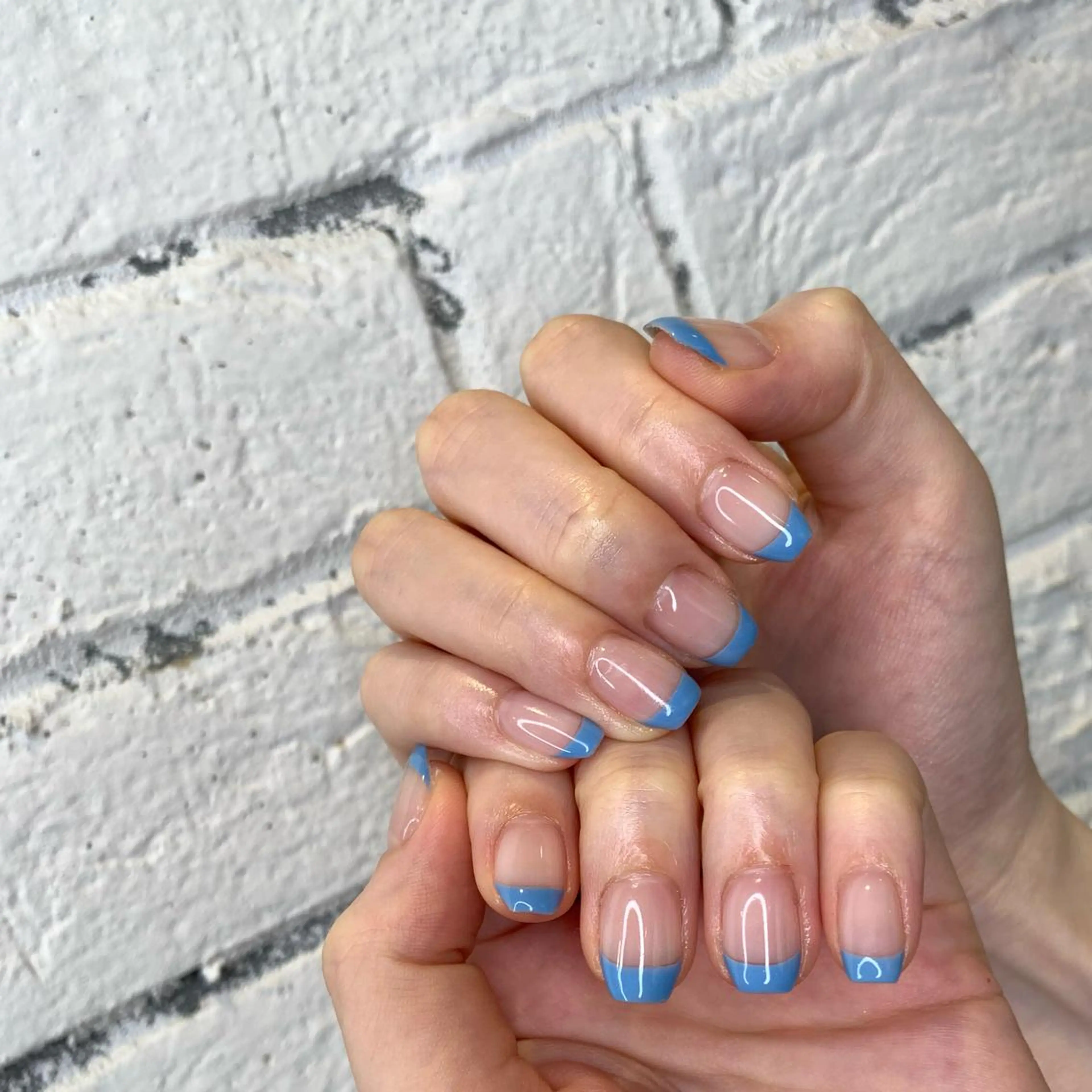 ネイル フレンチネイル 水色 ハンドネイル Lia所属・eri chan nailのネイルデザイン