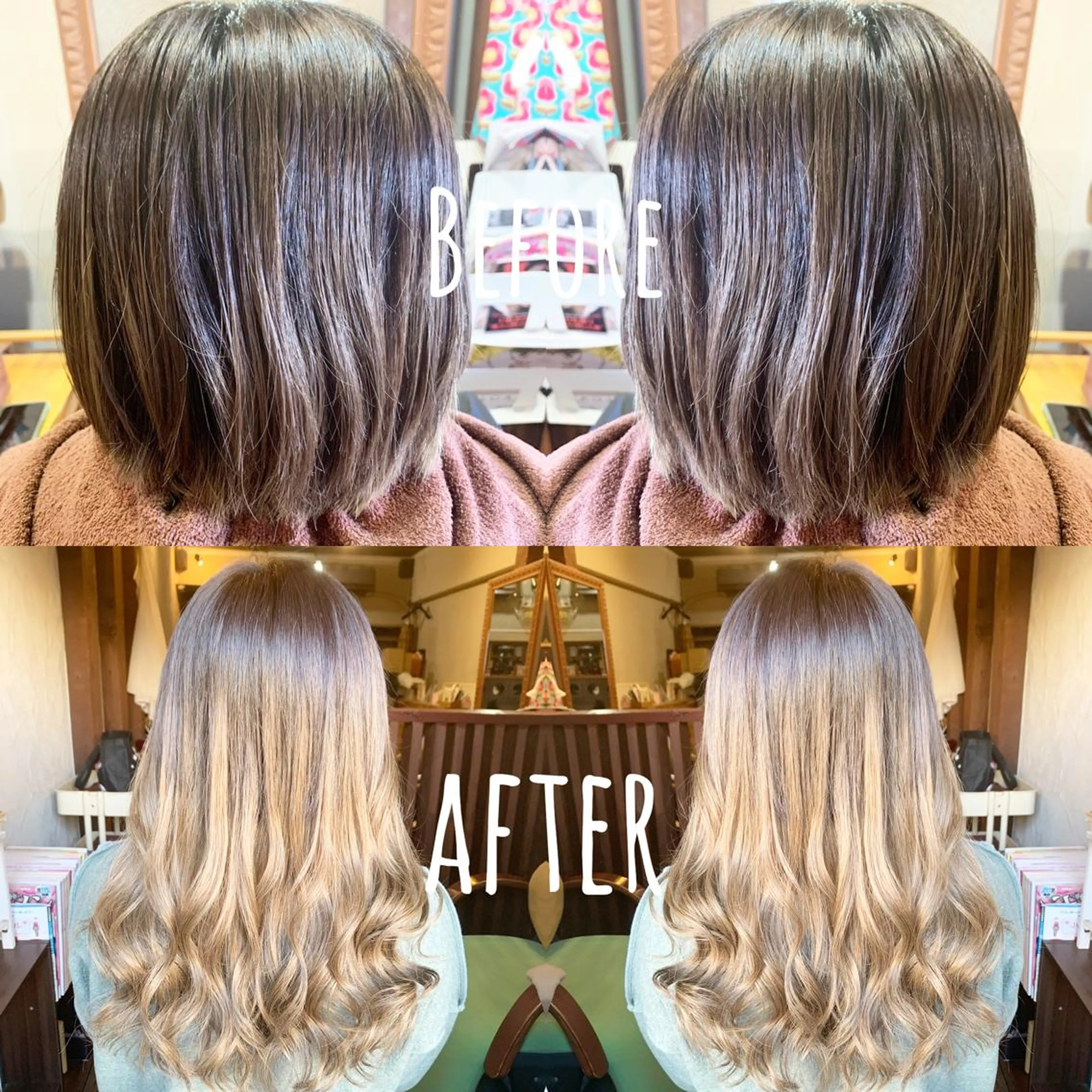 ロング シールエクステ ボブ エクステ カット ヘアカラー エクステ ❤️MASAKO❤️ 🌸🩷エクステ🩷のヘアスタイル