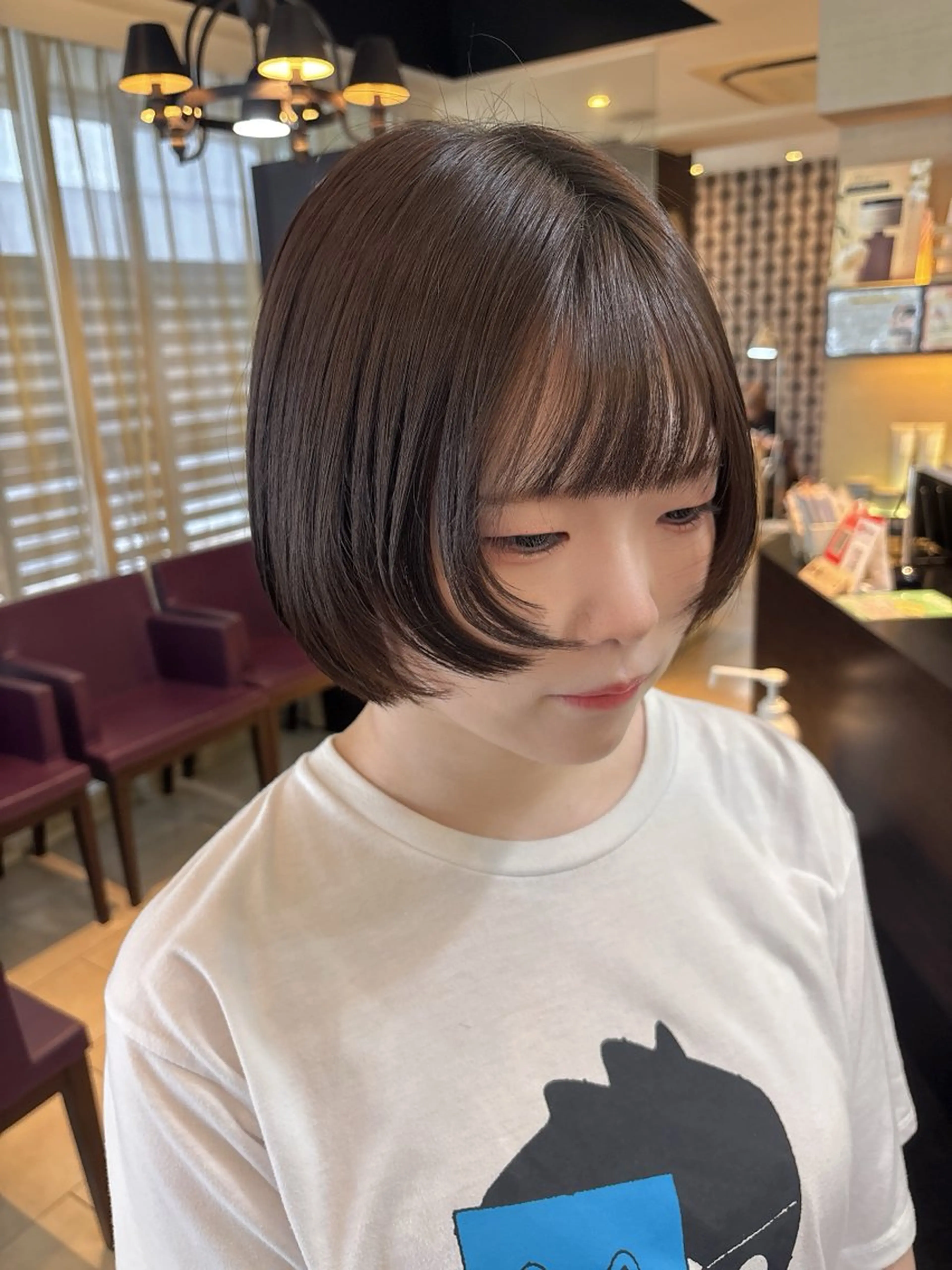 ショート ボブ 顔まわりレイヤー 顔周りカット レイヤーカット カット ヘアカラー 髪質改善/艶 カラー/れいなのヘアスタイル