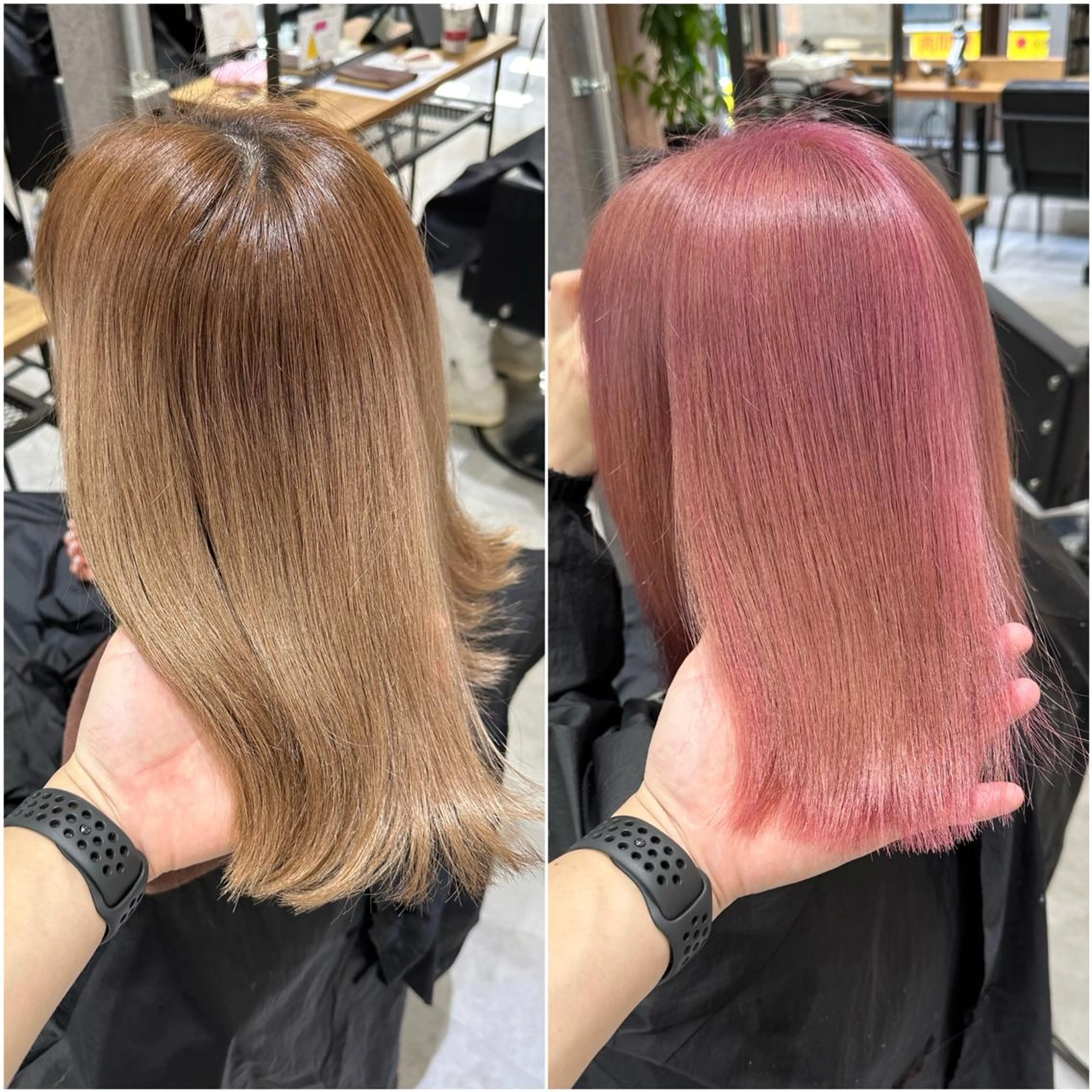セミロング カラー ベージュカラー ブリーチ ケアブリーチ ダブルカラー ハイトーンカラー KEISUKE🐶 カラー✨エクステのヘアスタイル