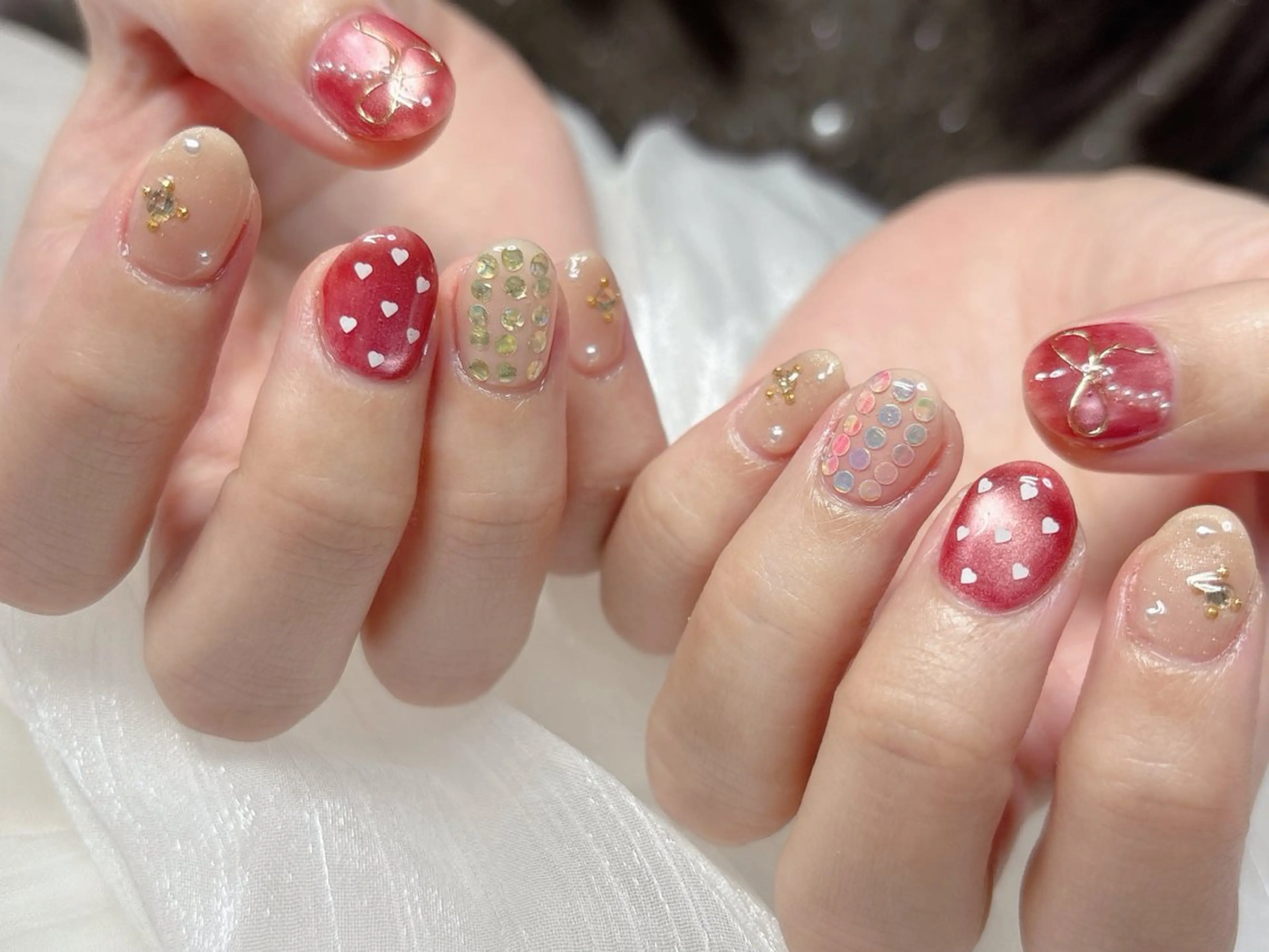 ネイル バレンタイン ハンドネイル ハンドケア Nail •Head スパFortunaのネイルデザイン