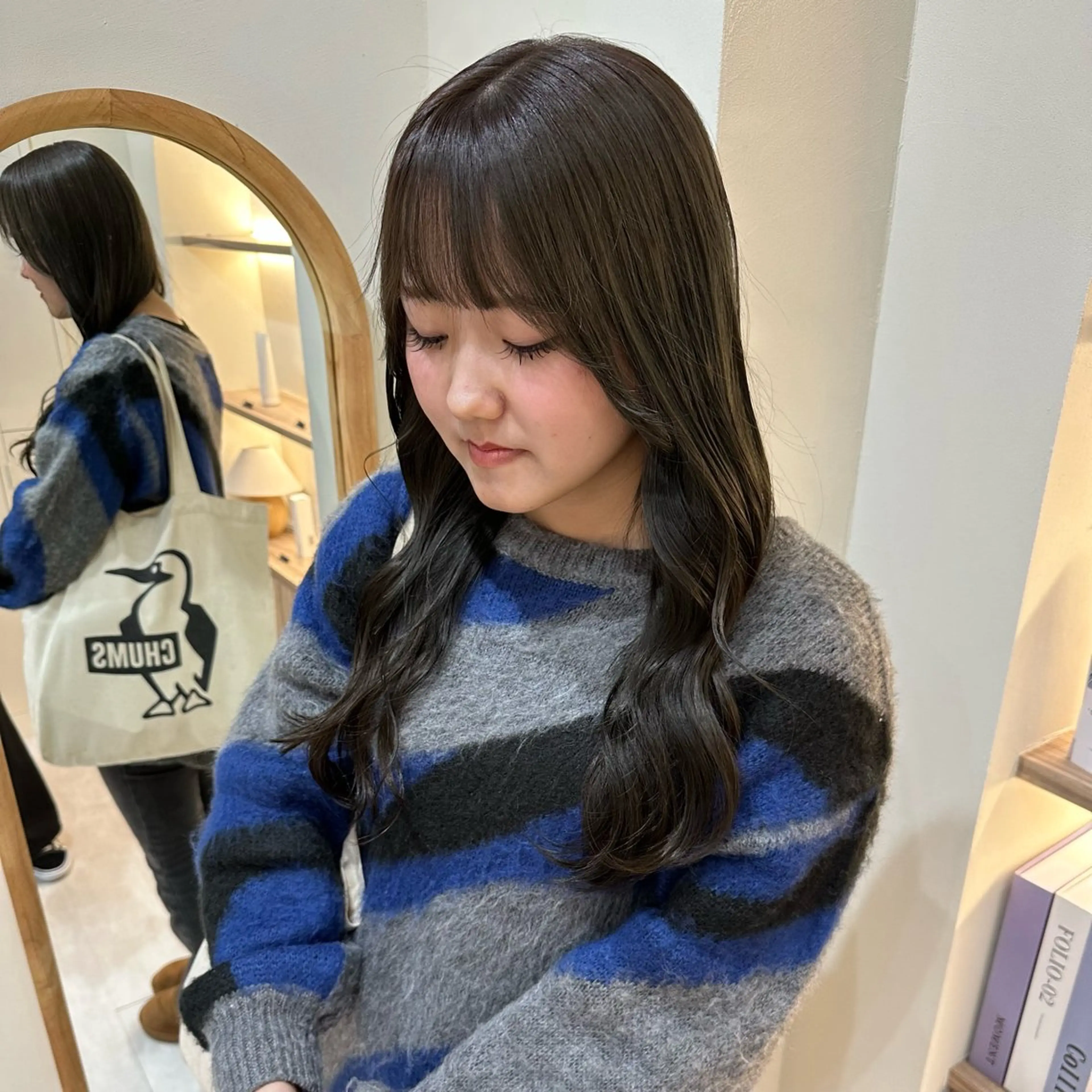 ロング カラー 赤み消し/透明感 オリーブ/福田れんのヘアスタイル