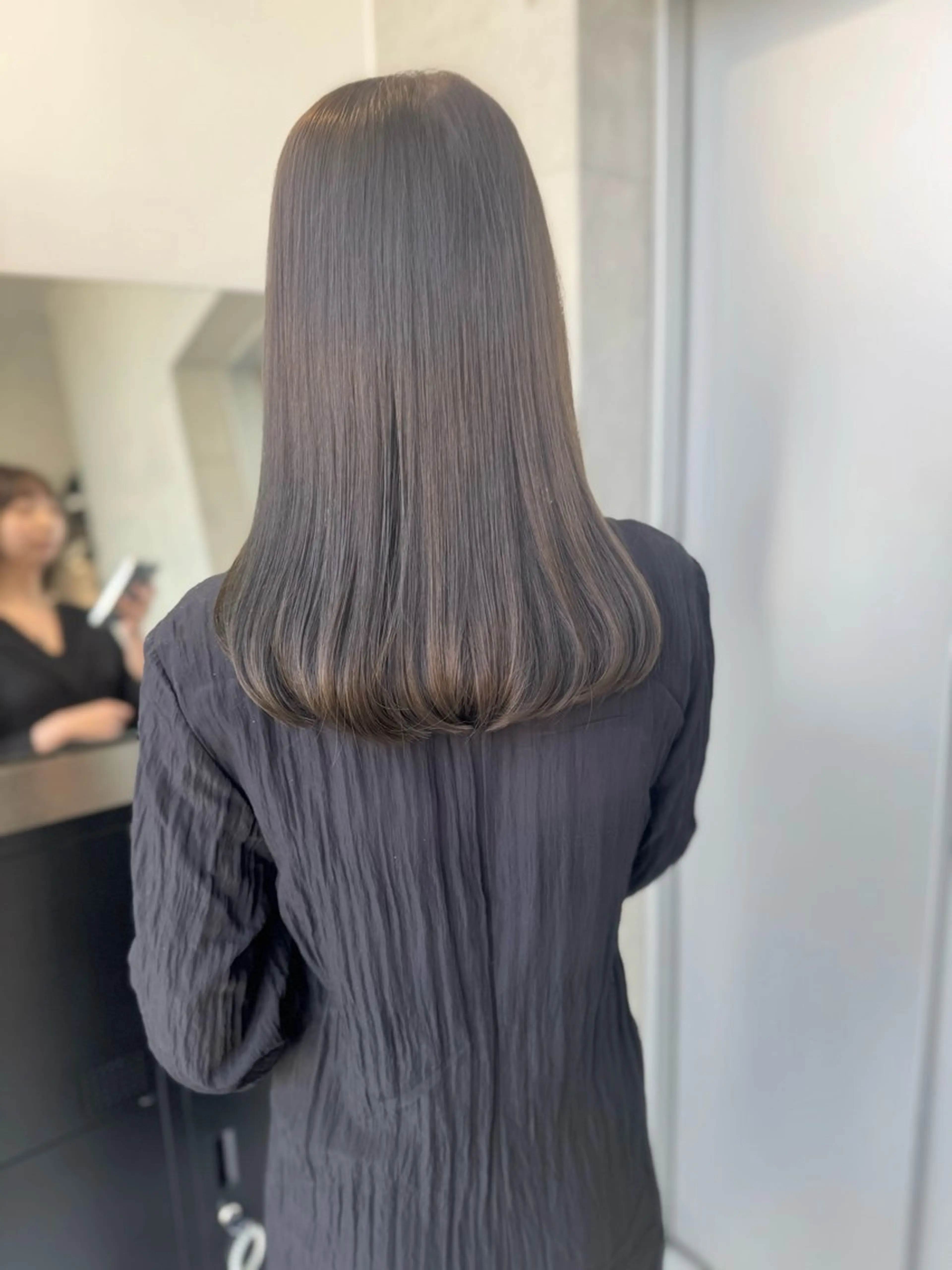 セミロング カラー パーマ ヘアアレンジ 透明感/オリーブ/ グレージュ/YUKAのヘアスタイル