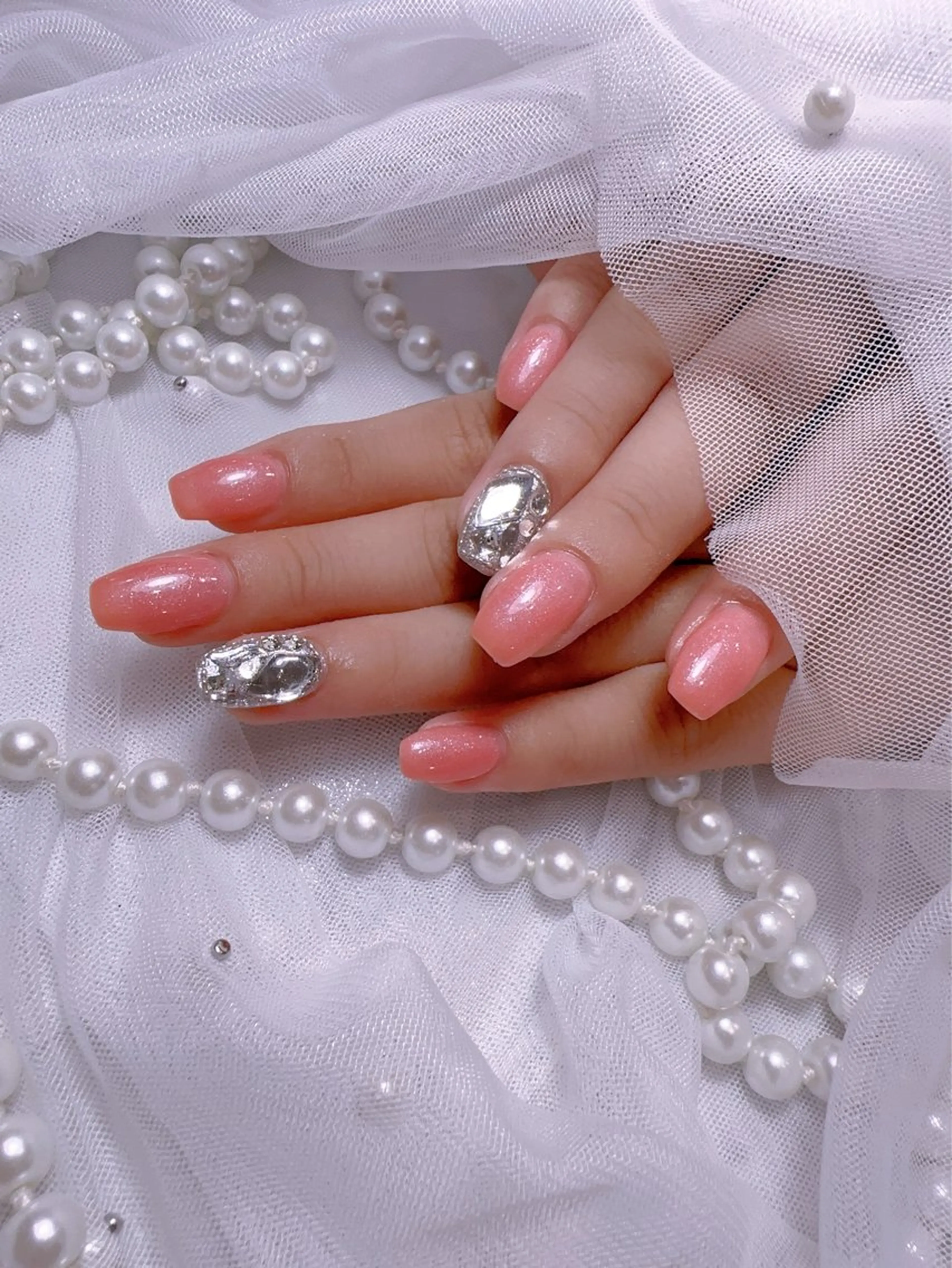 ネイル アートネイル フラッシュネイル フレンチネイル ジェルネイル ガラスフレンチ ハンドネイル You&Me Miyuのネイルデザイン