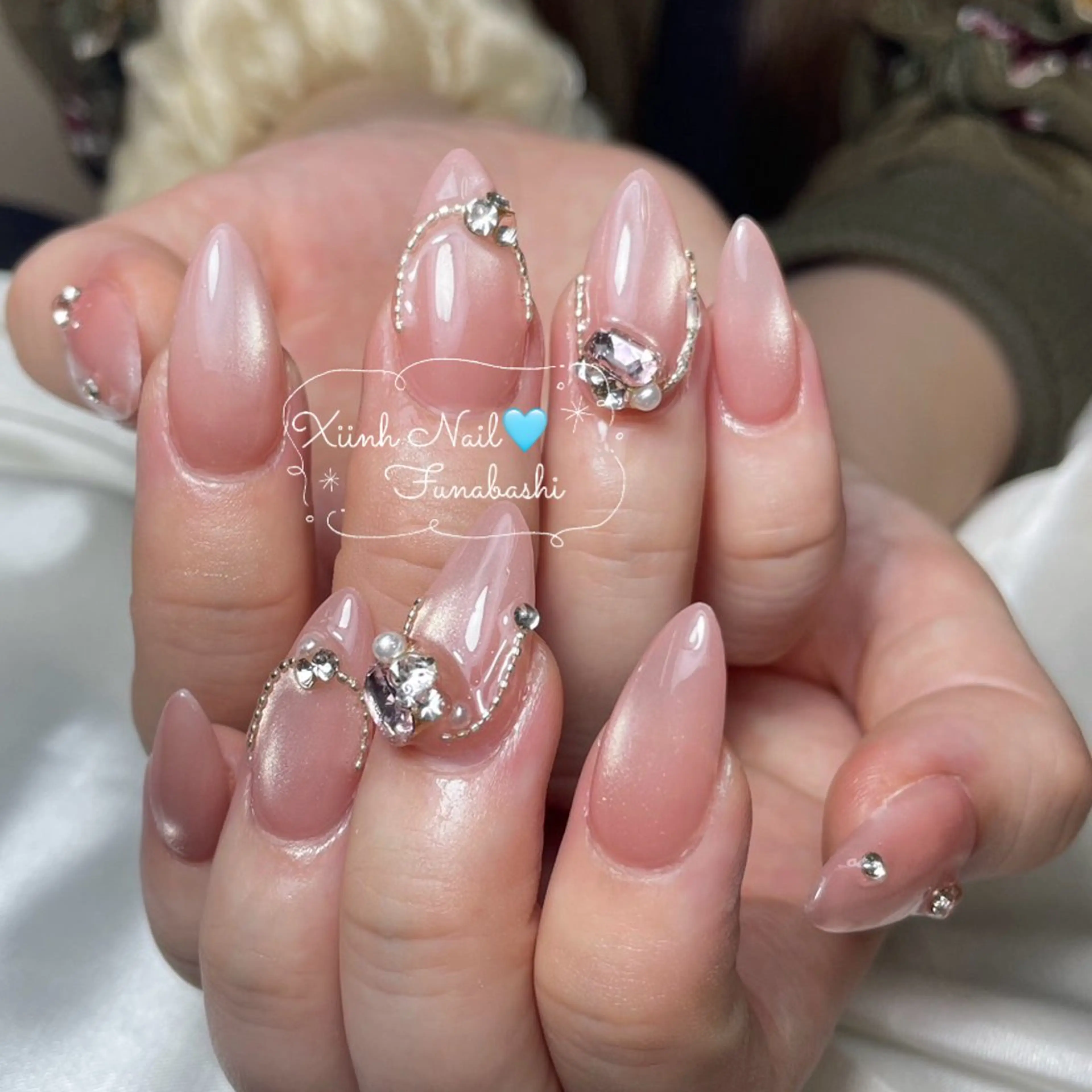 ネイル チークネイル 桜ネイル 長さ出し フットネイル ジェルネイル ハンドネイル XIINH NAIL SALONのネイルデザイン