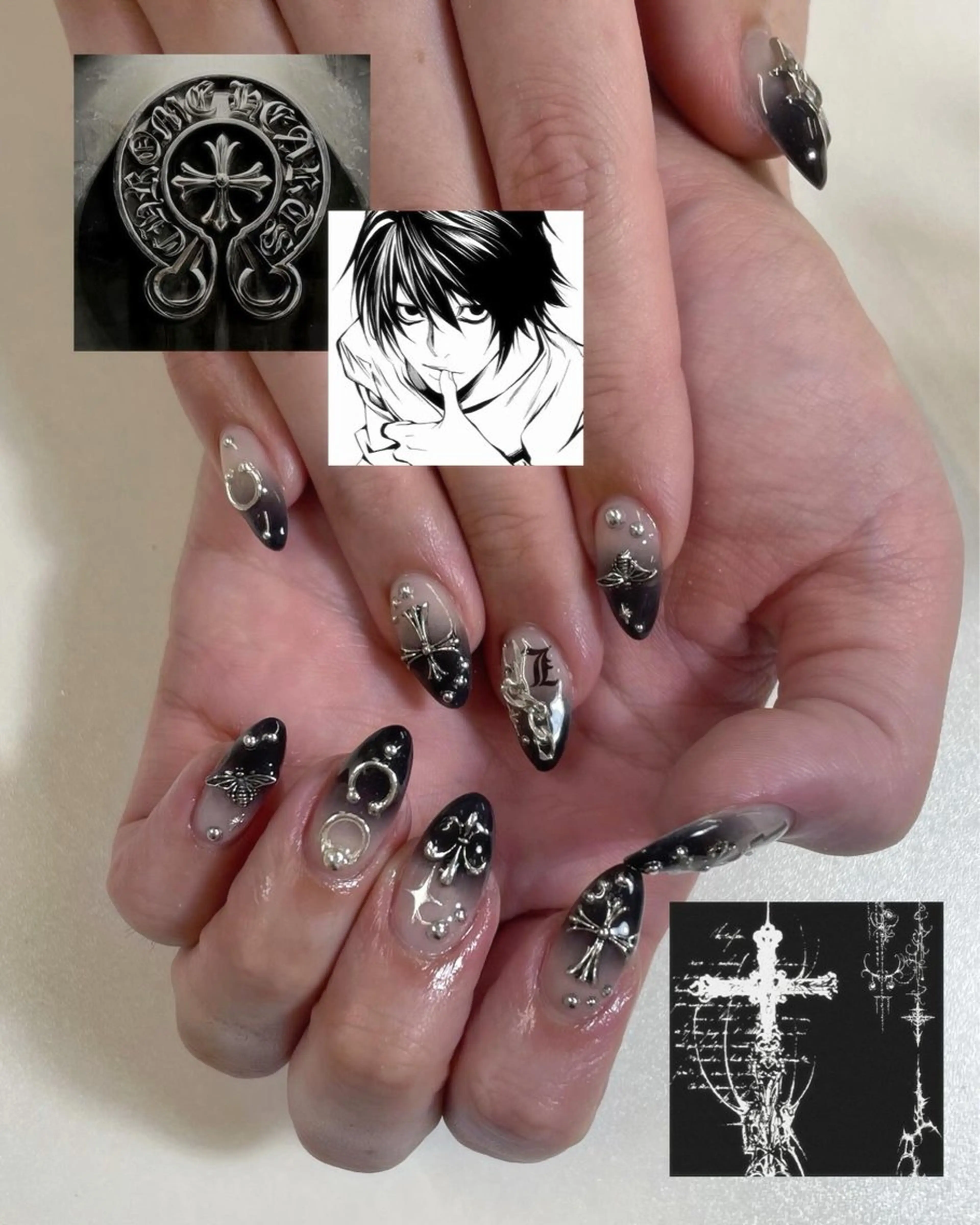 ネイル グラデーション メンズネイル ハンドネイル MINAMI໒꒱ Y2K、韓国ガーリーのネイルデザイン