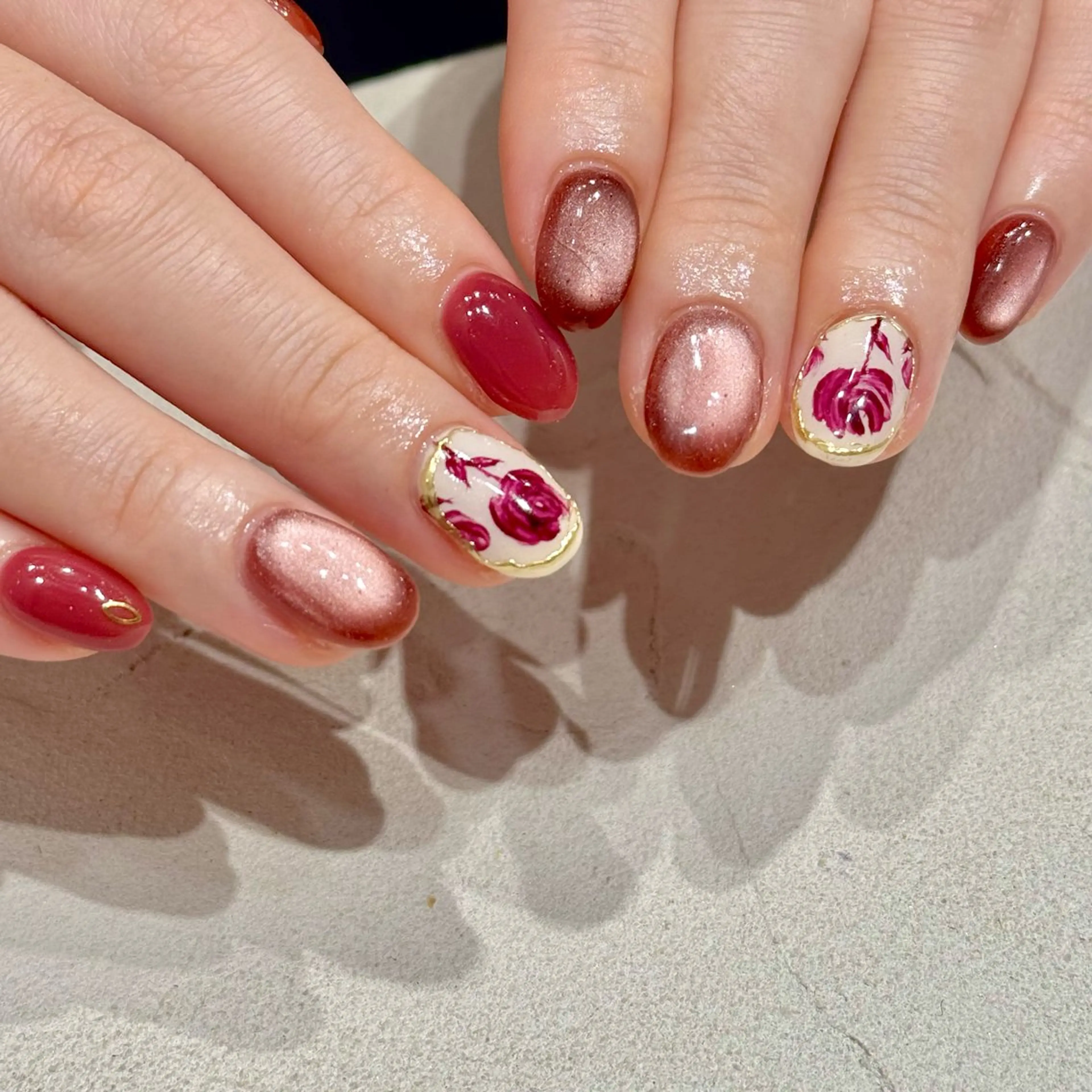 ネイル アートネイル ボルドー ハンドネイル Bianca YAMADA☺︎のネイルデザイン