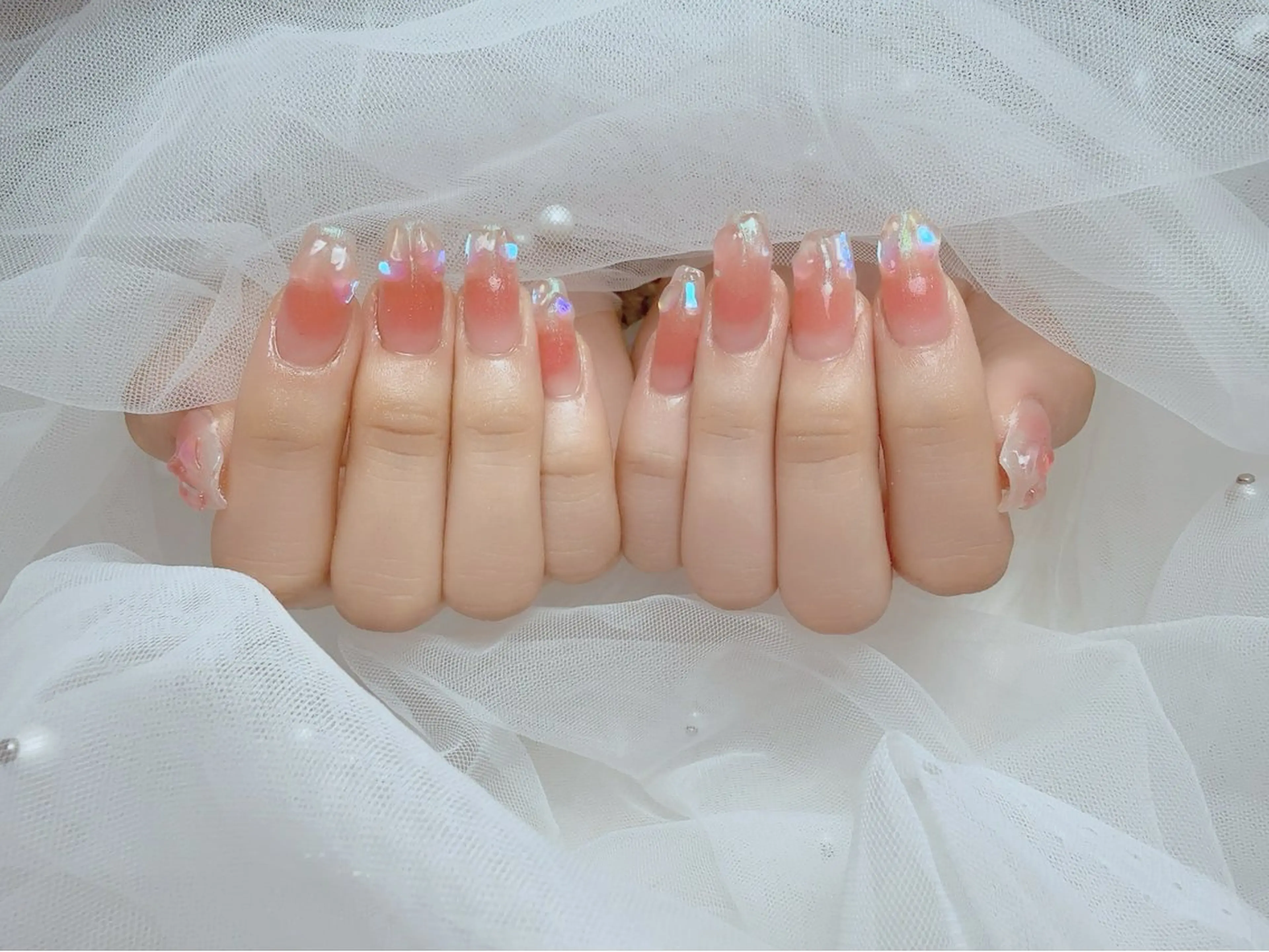 チップ長さだし🩵チークネイルの写真