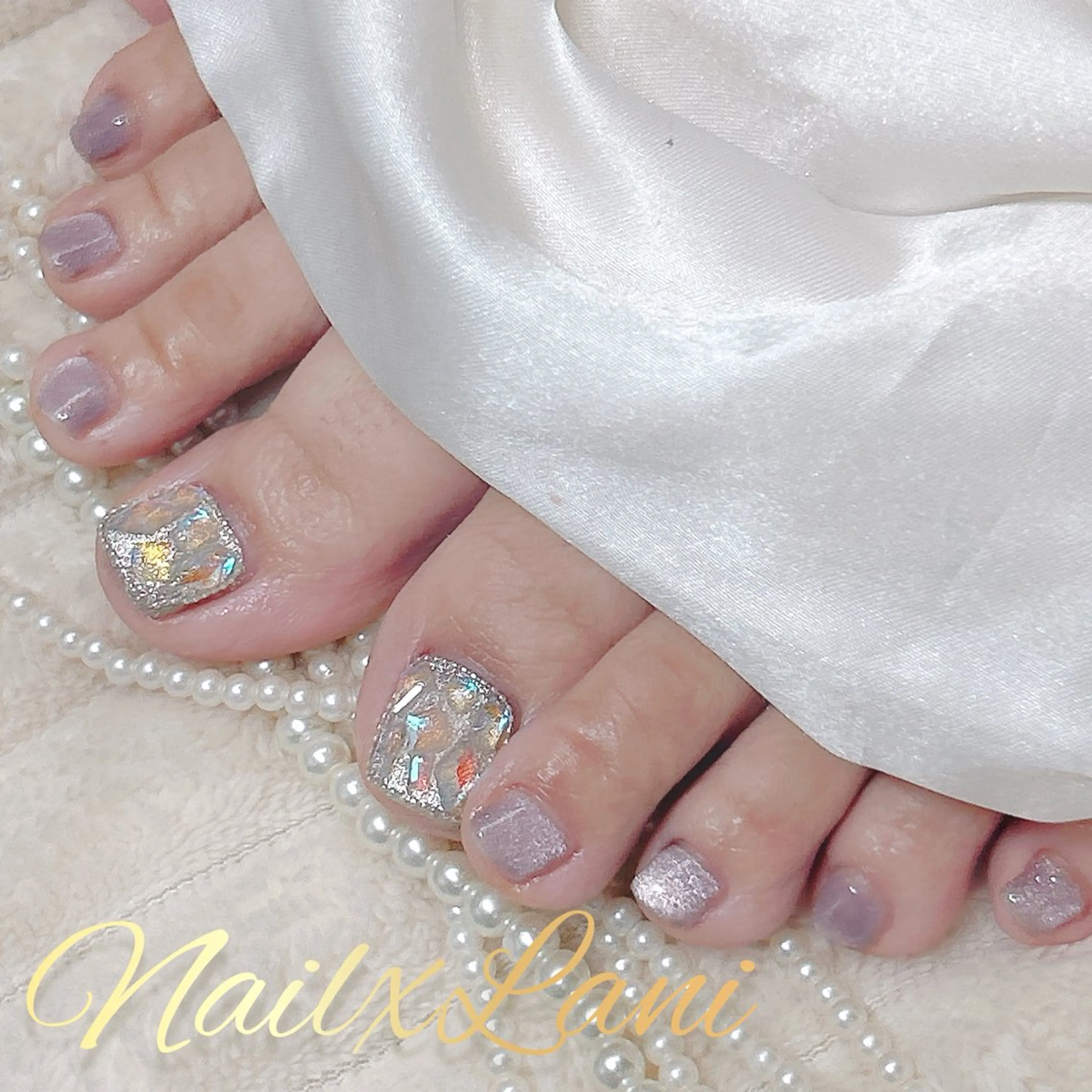 ネイル フットネイル ジェルネイル マグネットネイル パラジェル フットネイル Nail×Lani 深爪矯正対応◎のネイルデザイン