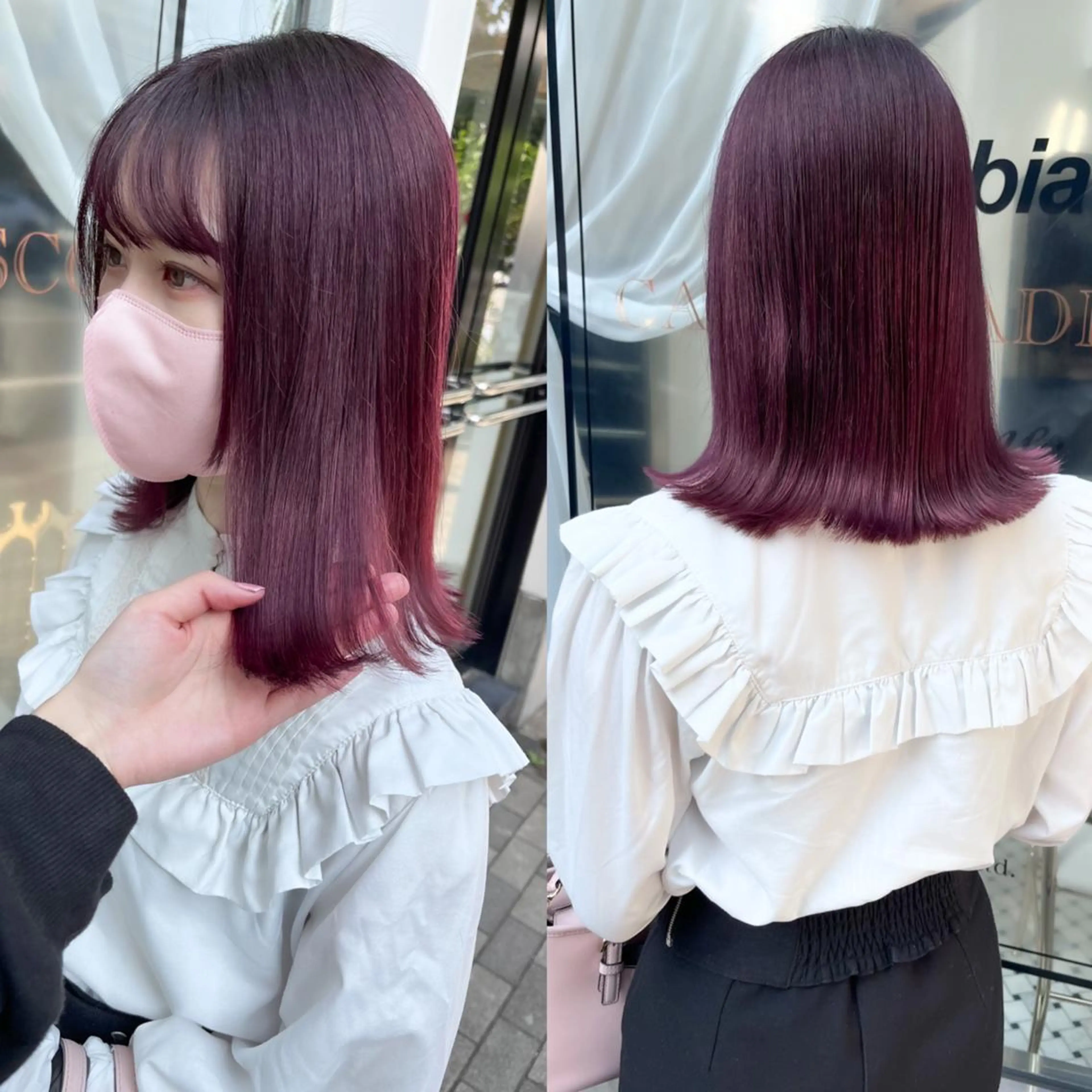 セミロング カラー ブリーチ カット ヘアカラー miyu /トレンド カラー×艶髪のヘアスタイル