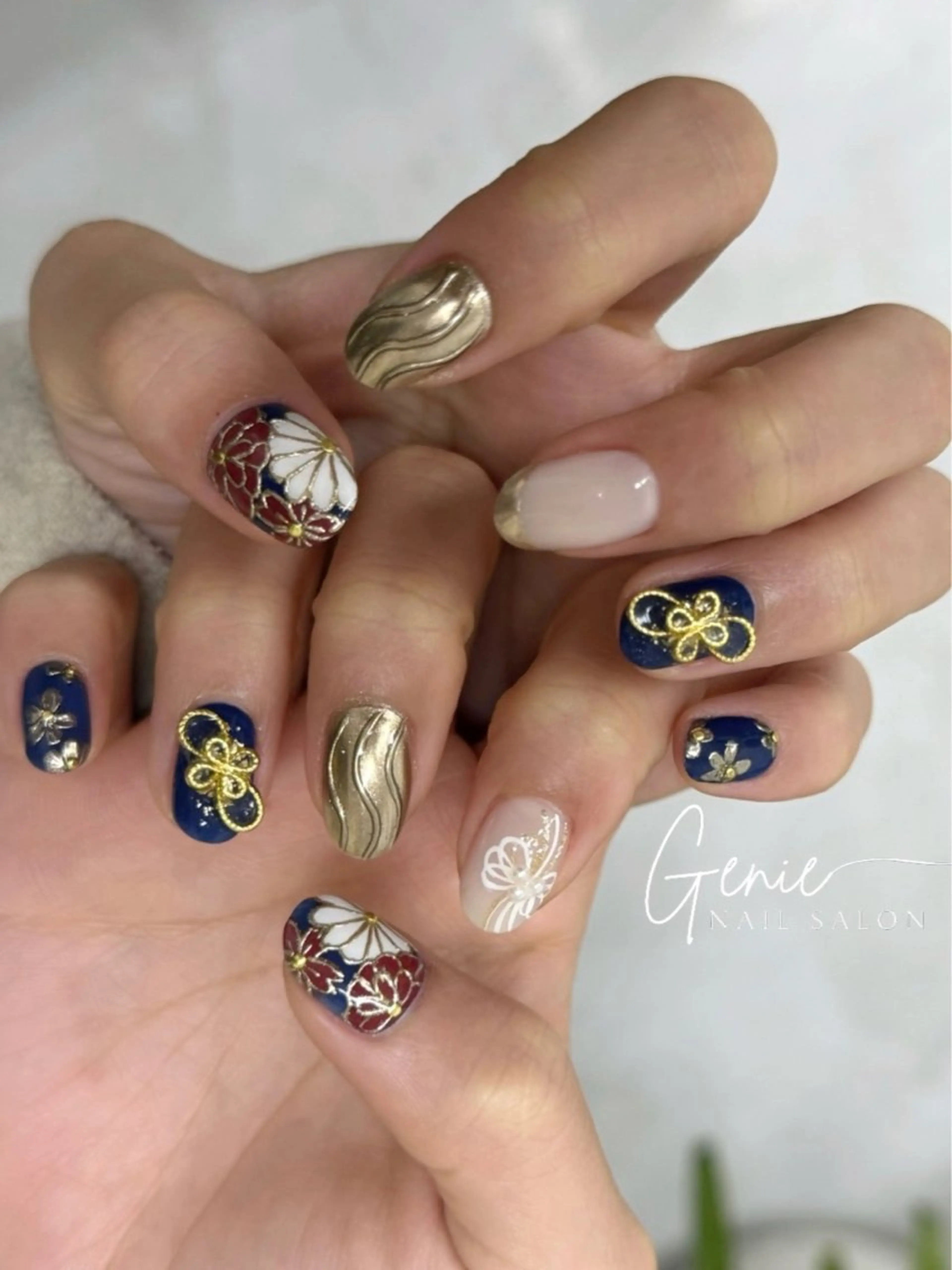 ネイル 成人式 ハンドネイル Nail salon Genieのネイルデザイン