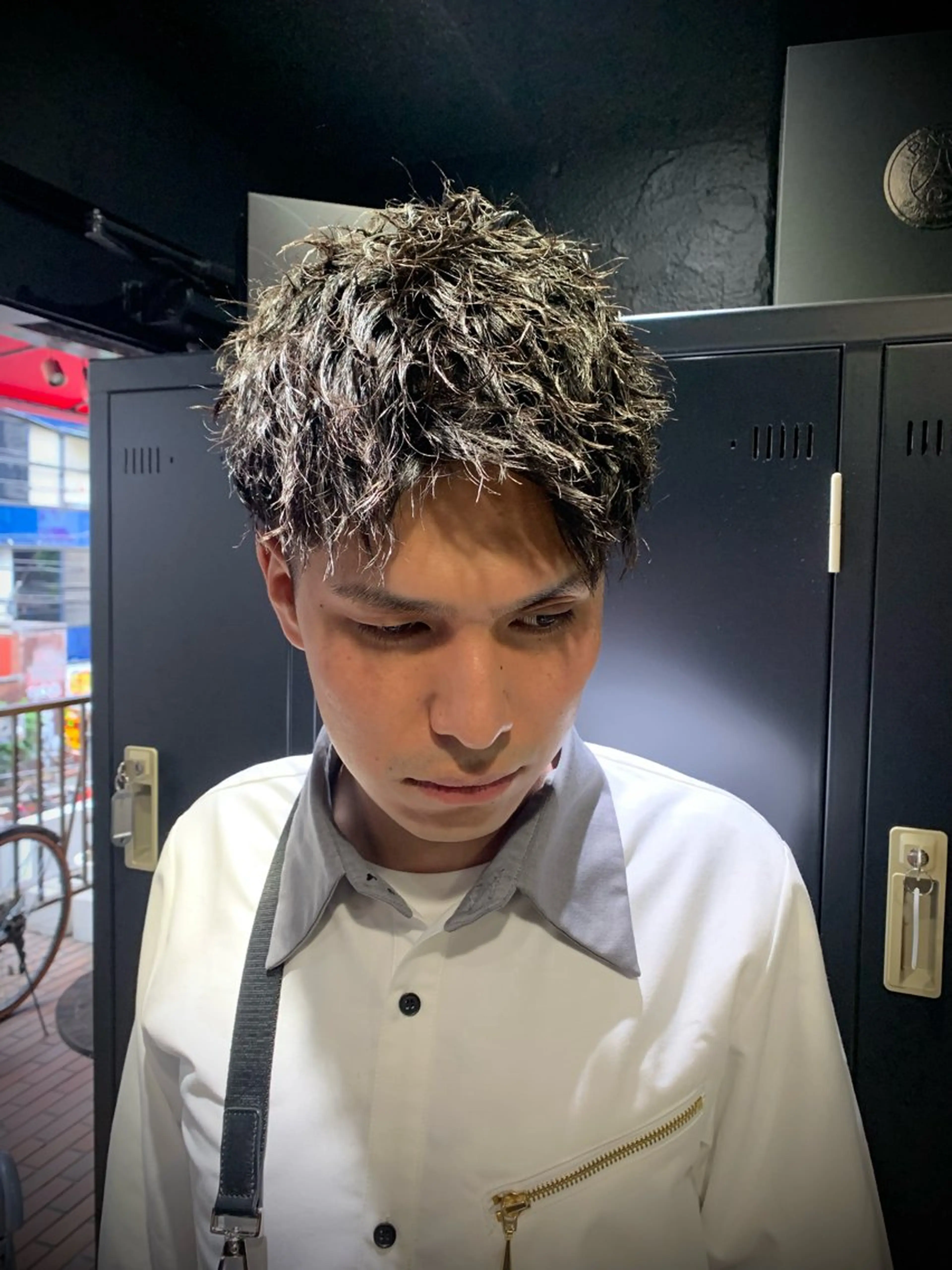 ショート メンズ カット パーマ トリートメント ヘアセット メンズパーマ/難波/ 心斎橋　室園亮佑のヘアスタイル