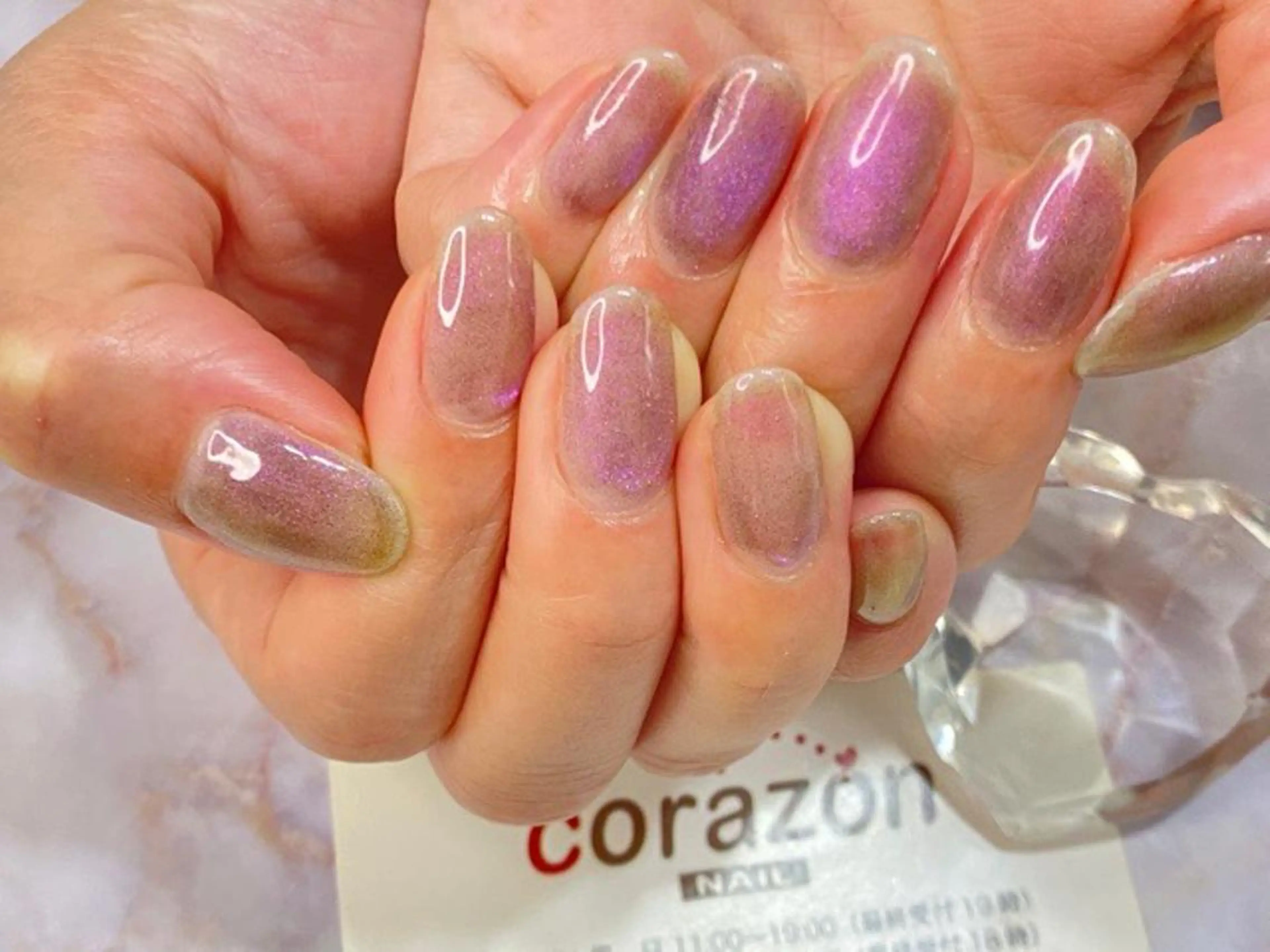 ネイル ジェルネイル マグネットネイル ワンカラーネイル パープル corazon所属・ネイリスト aicoのネイルデザイン