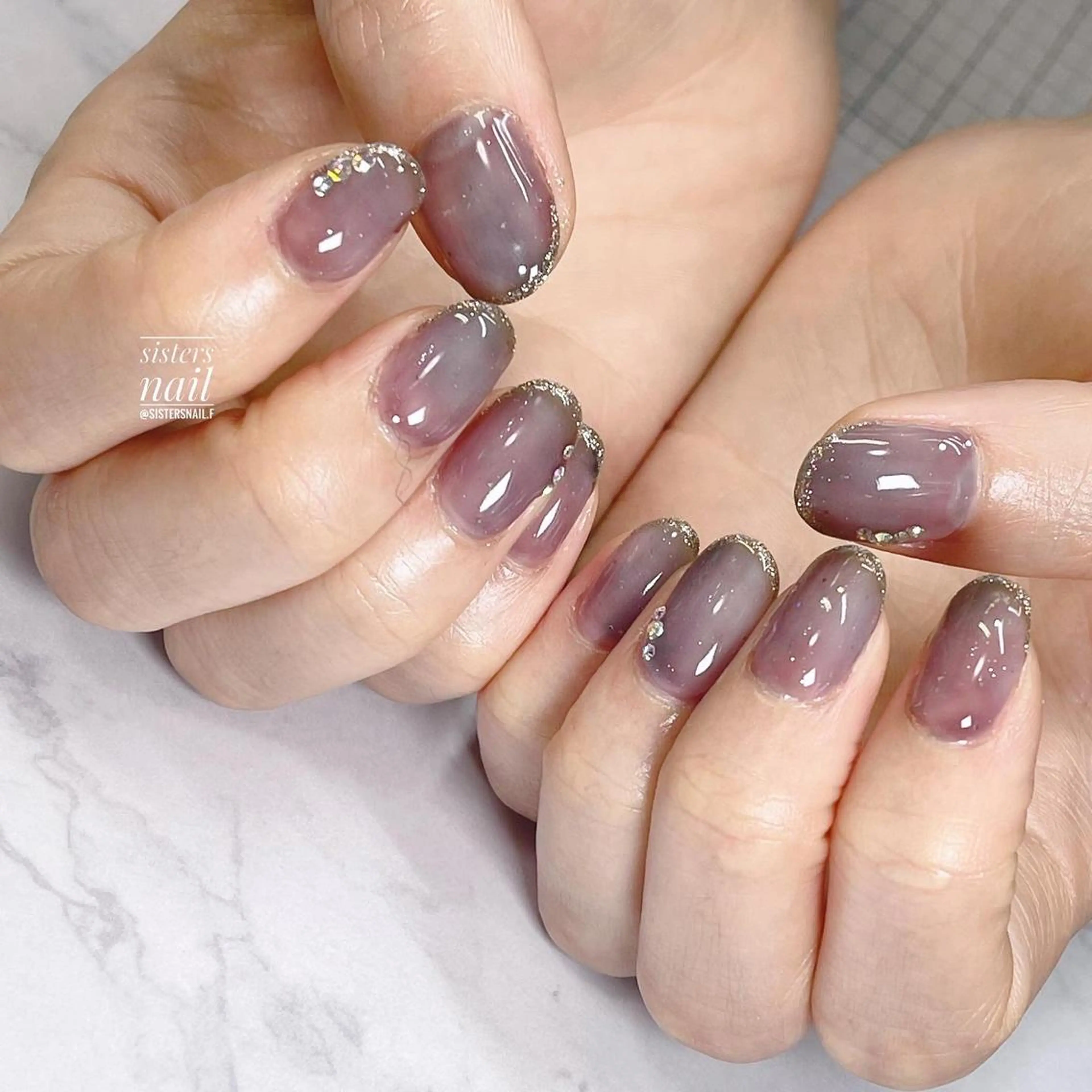 ネイル アートネイル ブルー フレンチネイル ジェルネイル ラメ(グリッター) sisters nail.fのネイルデザイン