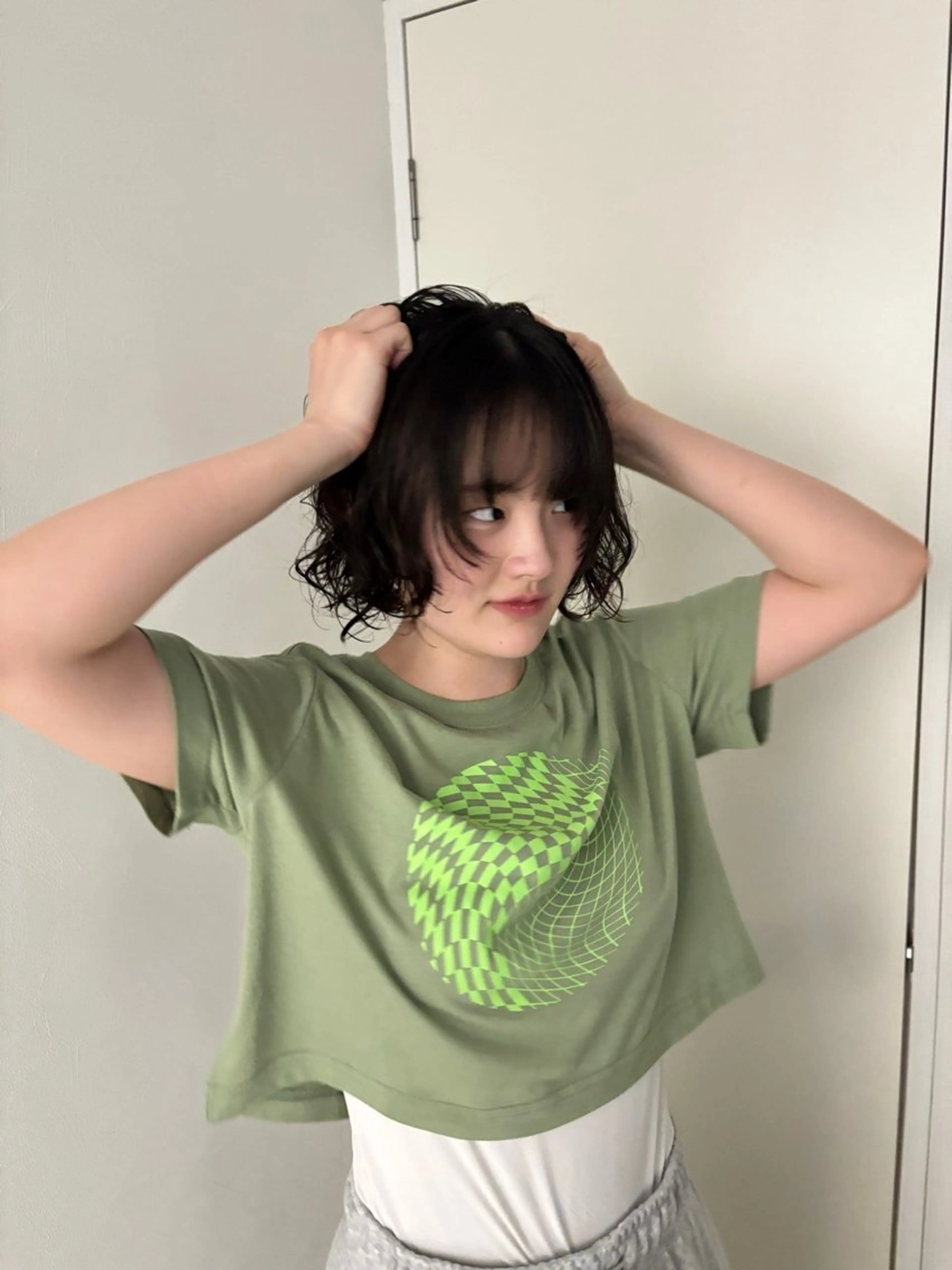 ショート パーマ ボブ 顔周りカット レイヤーカット enrich / キタガワ カノンのヘアスタイル