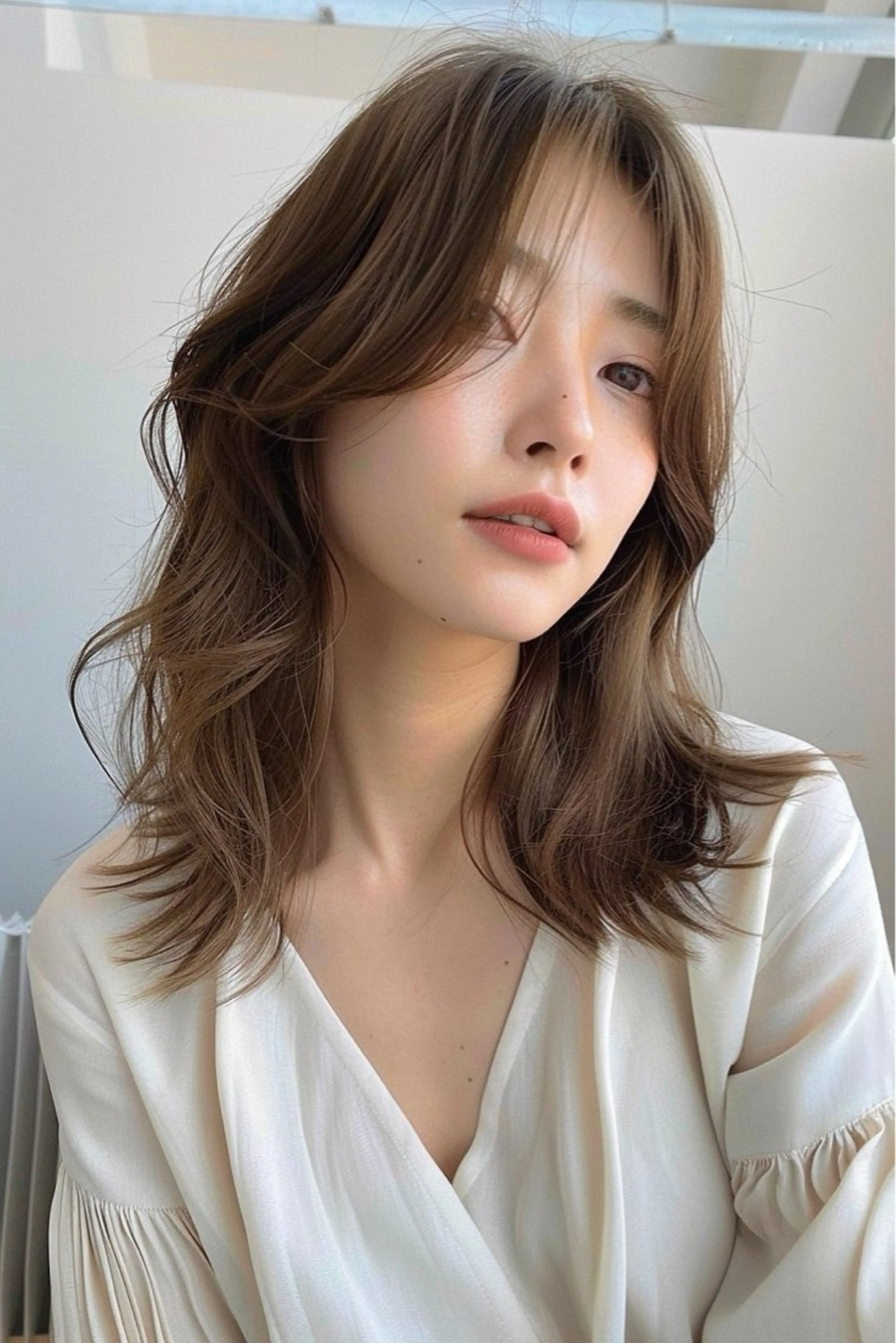 ミディアム カット ヘアカラー トリートメント 新宿/韓国レイヤー/ 顔まわり/メンズヘアのヘアスタイル