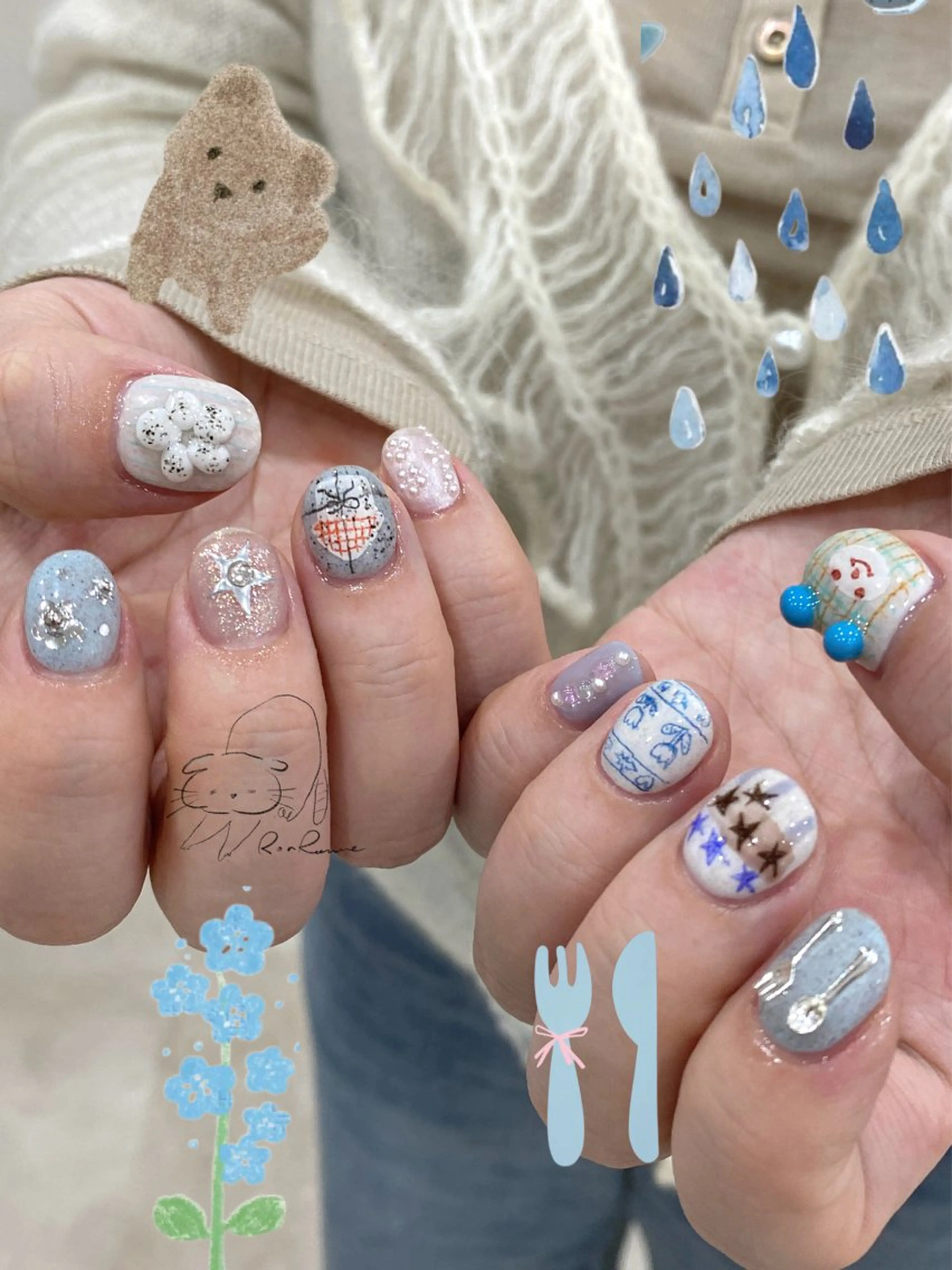 ネイル オーロラネイル 長さ出し フレンチネイル ジェルネイル ミラーネイル ハンドネイル ronronne .のネイルデザイン