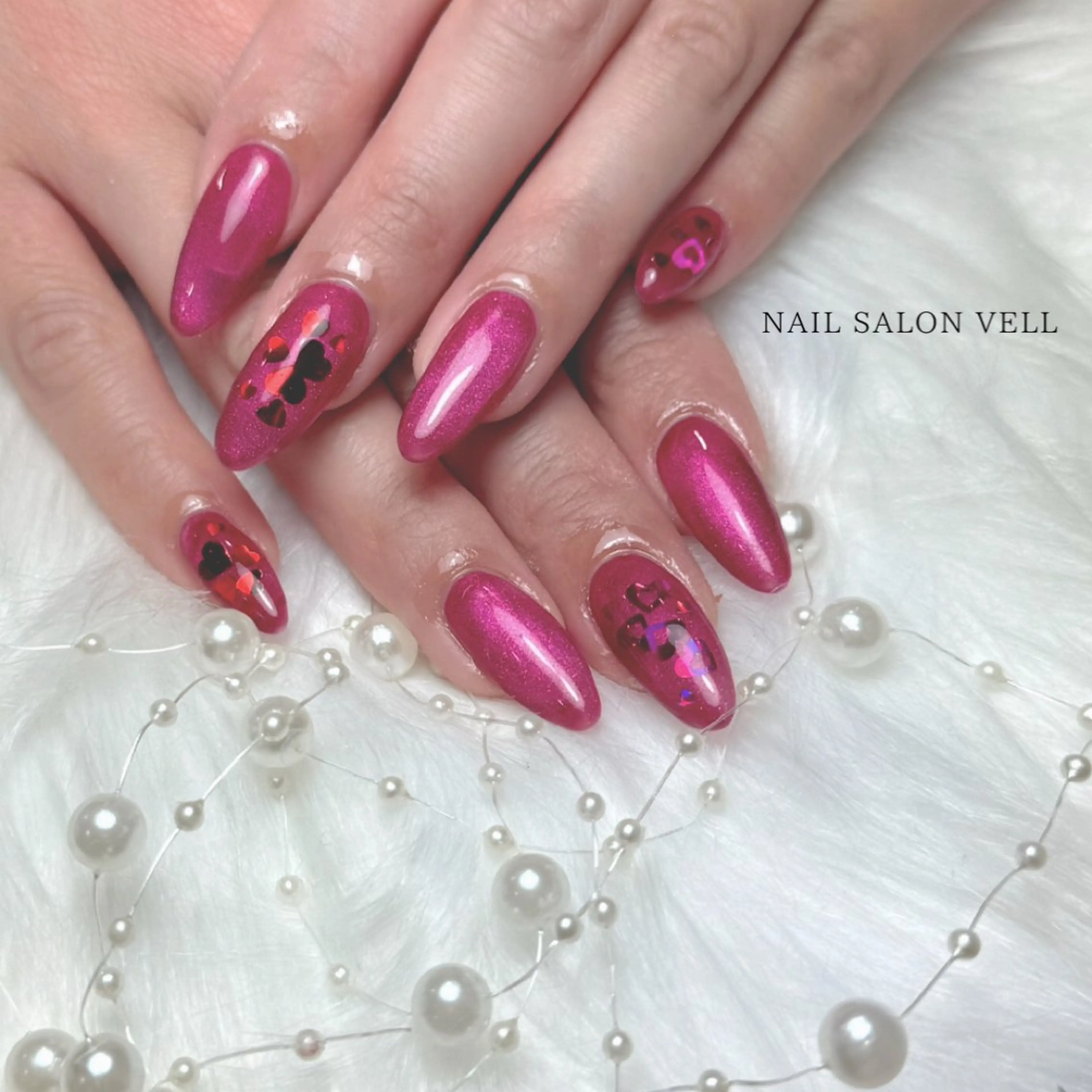 ネイル ハート マグネットネイル ハンドネイル ﾈｲﾙｻﾛﾝ Vellのネイルデザイン