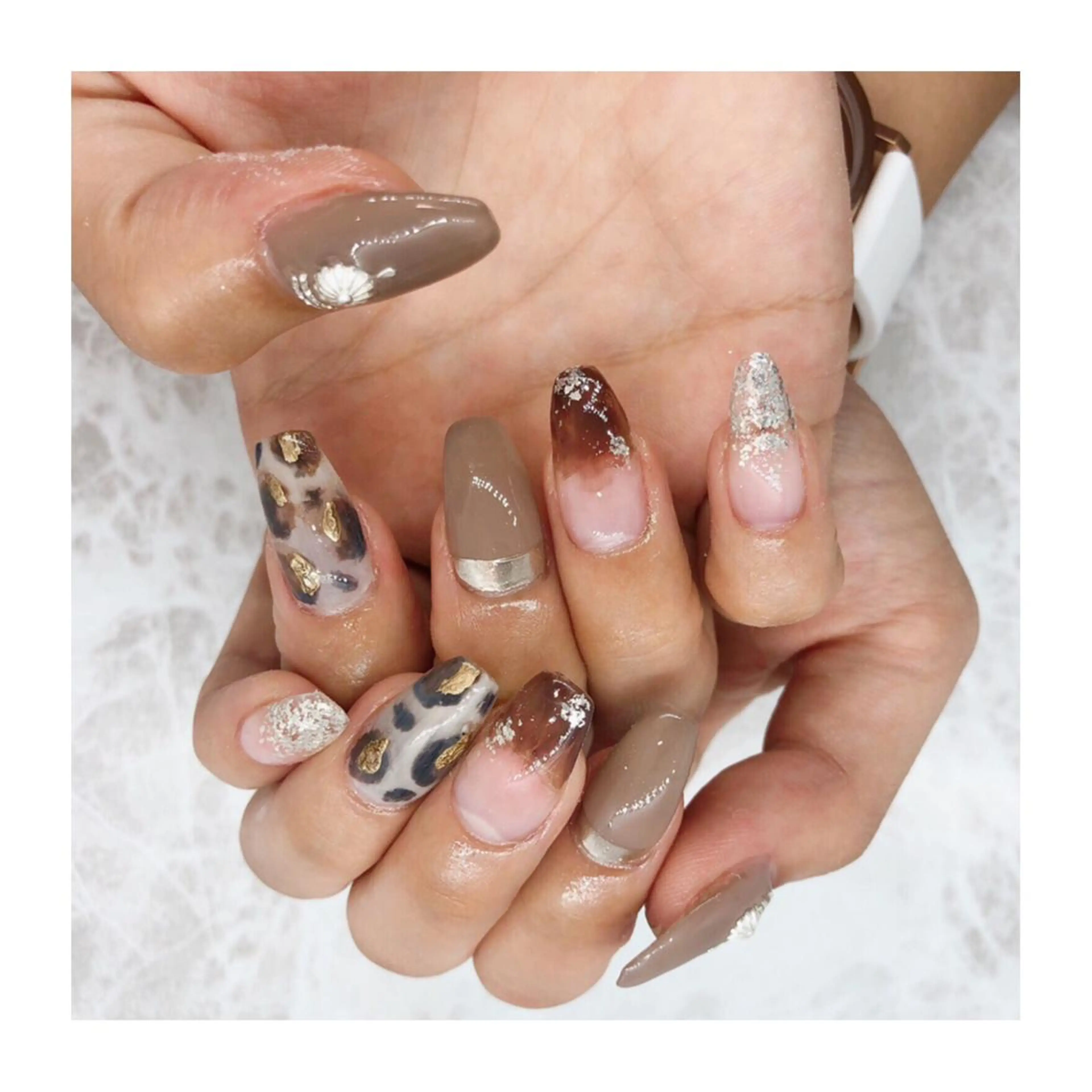 ネイル アニマル柄 ニュアンスネイル ハンドネイル Nailsalon -Aのネイルデザイン