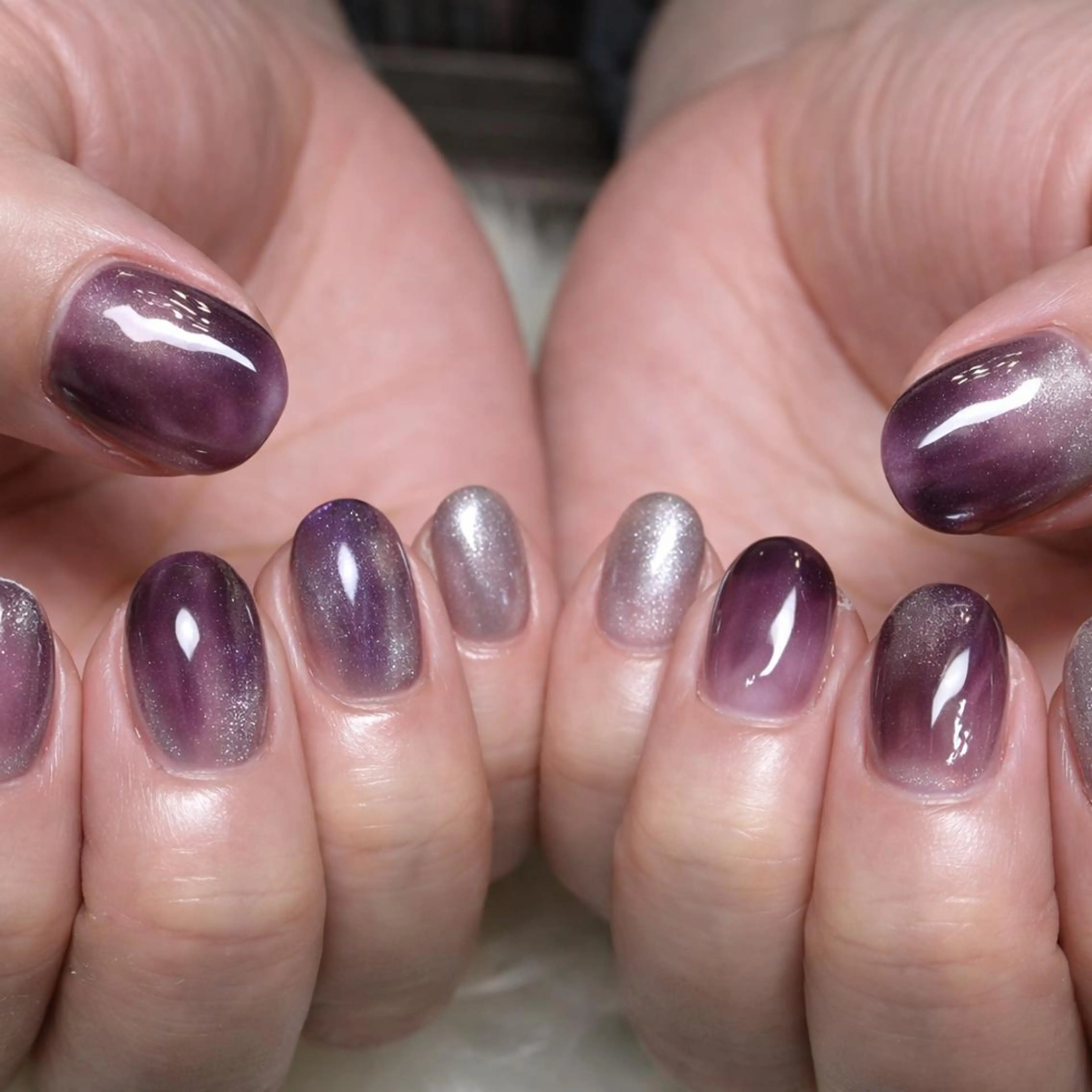ネイル ニュアンスネイル パープル ハンドネイル Miku. Nのネイルデザイン