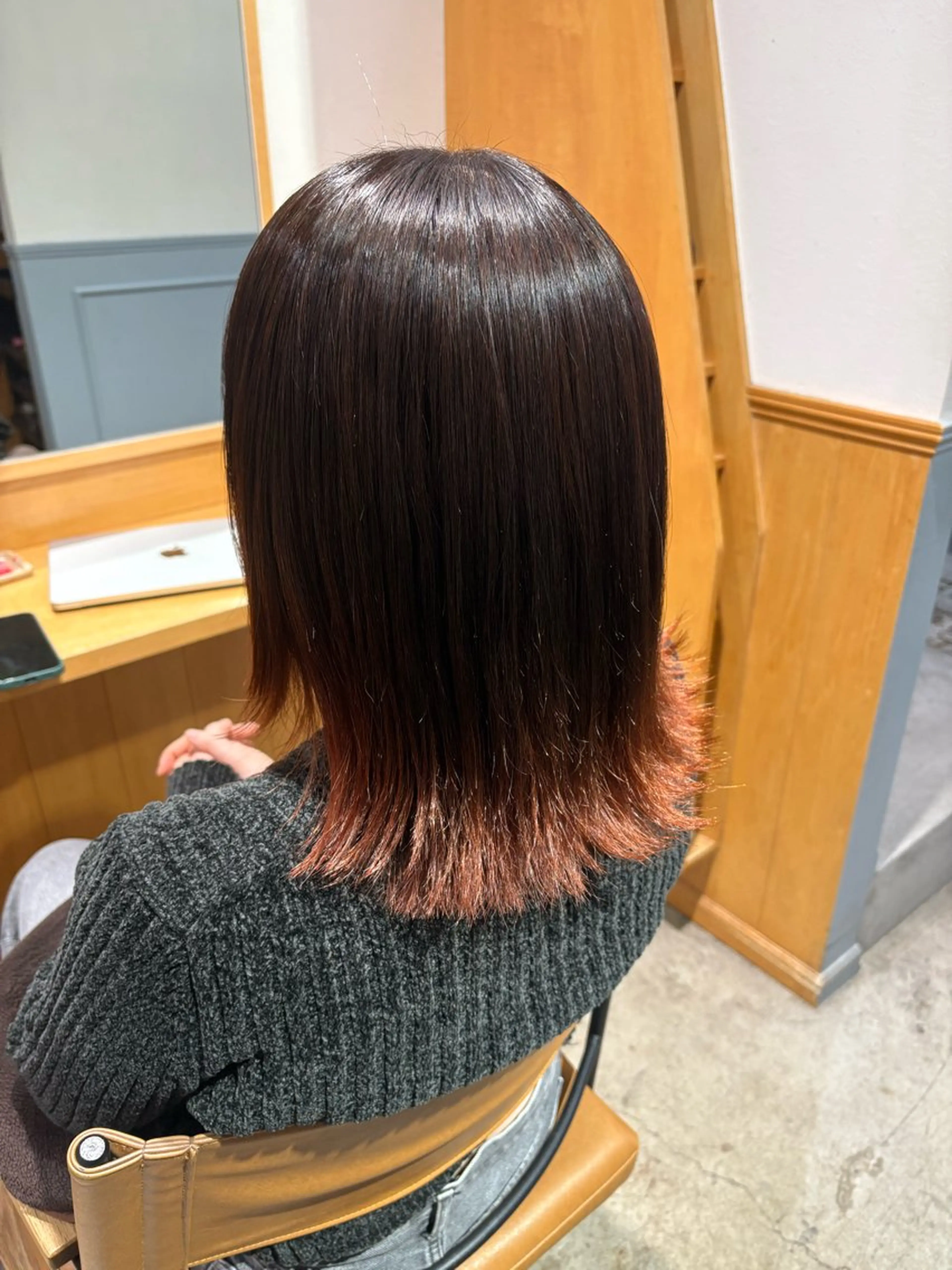 ミディアム オレンジブラウン ヘアカラー GINZARay2 風本朱里🐥のヘアスタイル