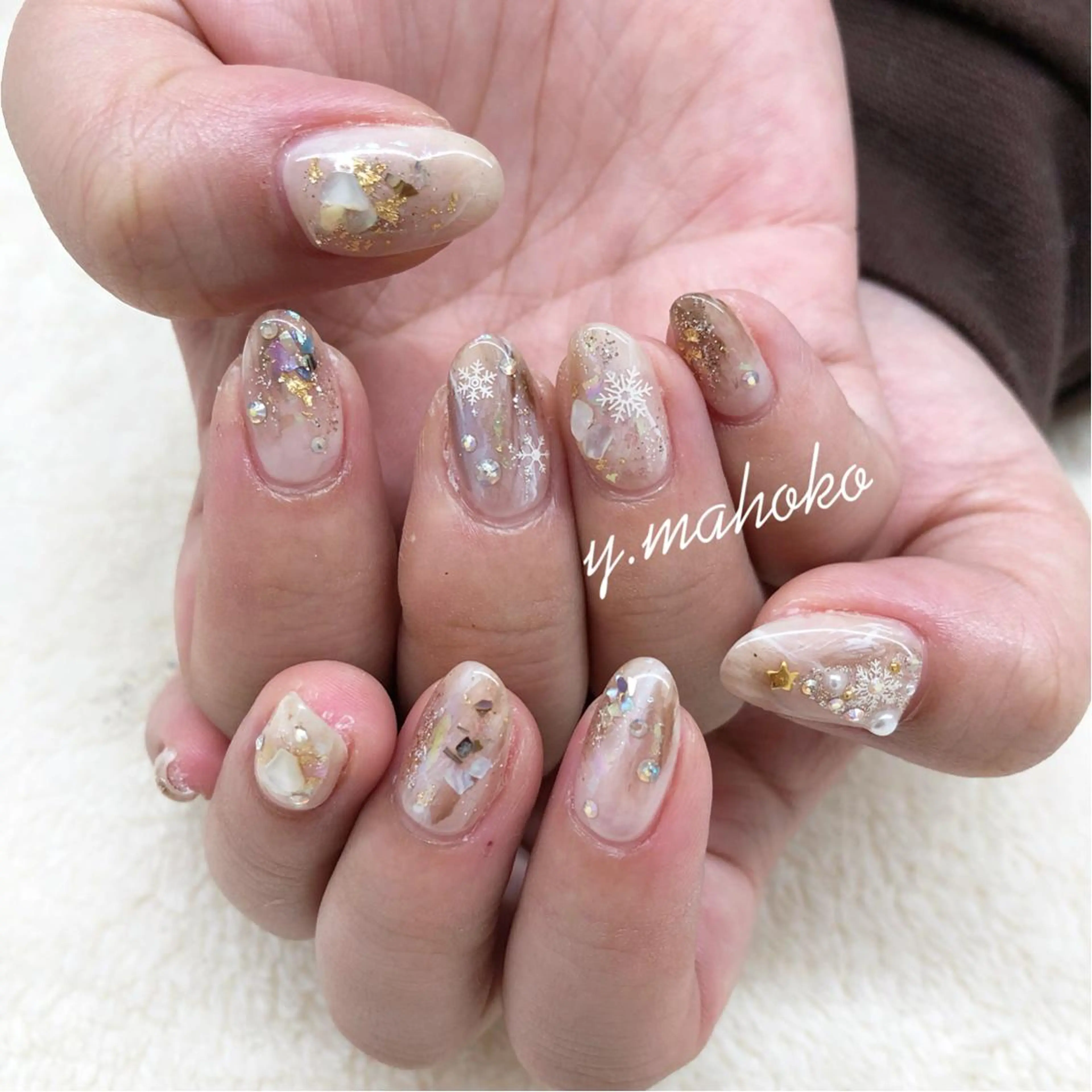 ネイル 冬ネイル クリスマス ハンドネイル She nail studio 原宿所属・パラジェル有/ スカルプ/mahoのネイルデザイン
