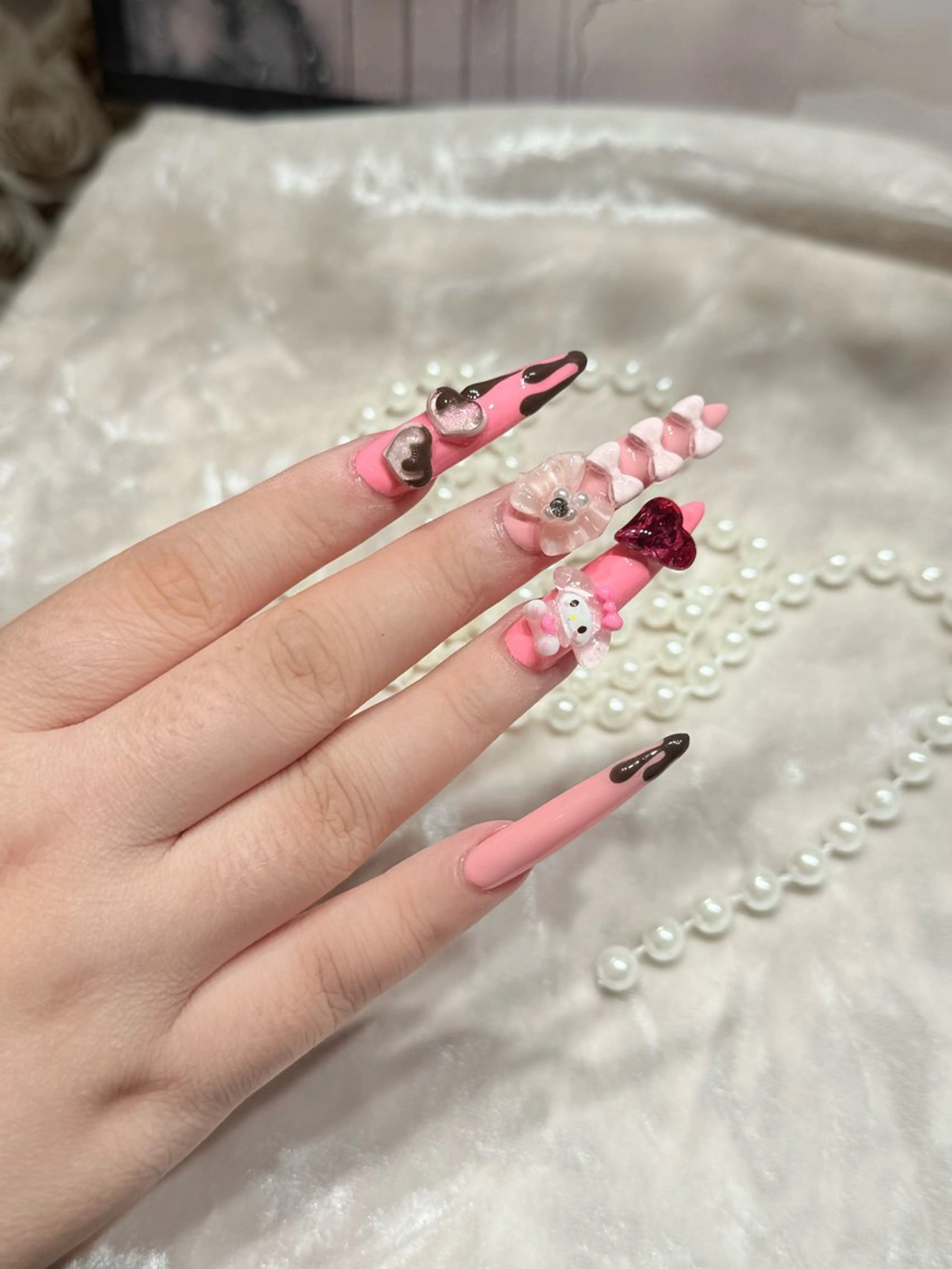 ネイル アートネイル フットネイル ジェルネイル ハート マグネットネイル Babarla Nailのネイルデザイン