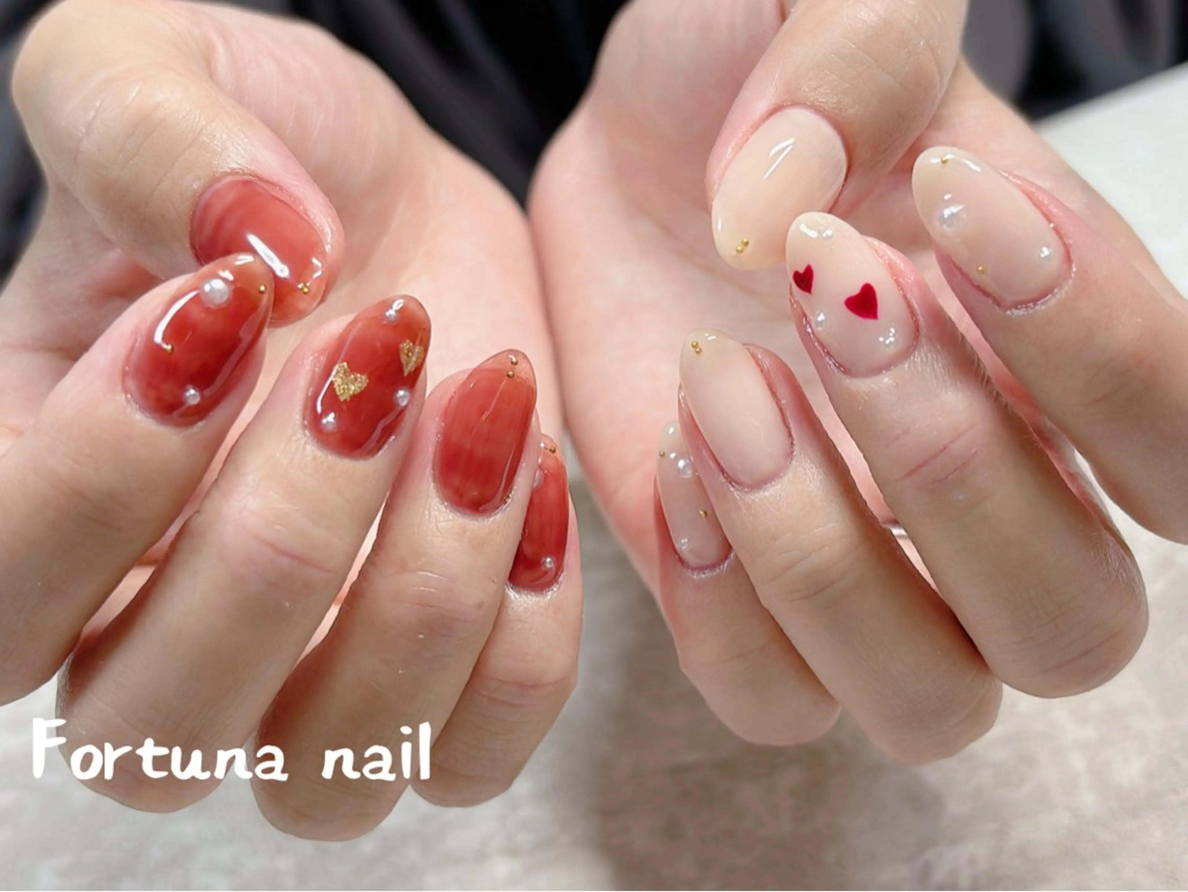 ネイル バレンタイン ハンドネイル Nail •Head スパFortunaのネイルデザイン