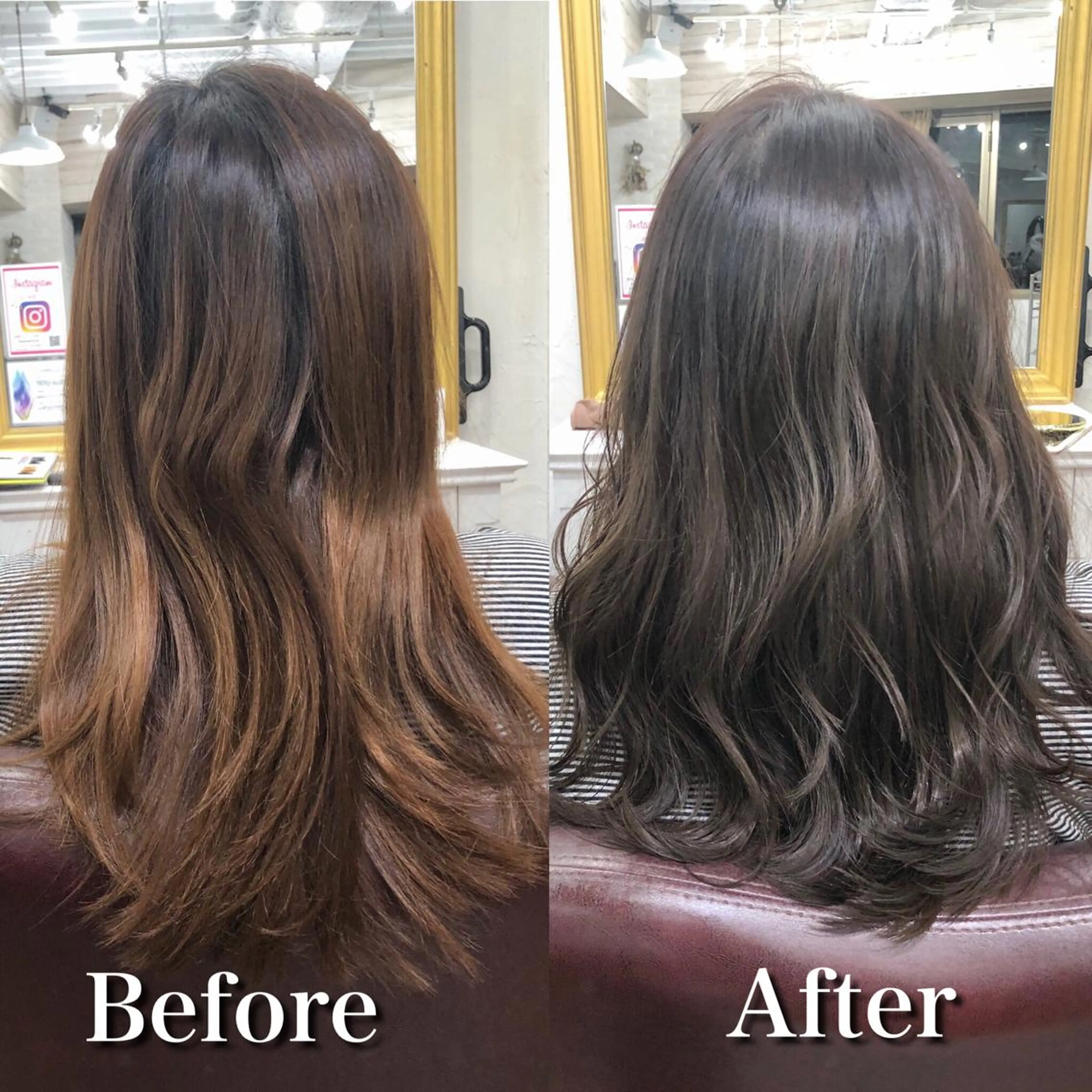 セミロング カラー アディクシーカラー オレンジ Soleria 田中慎一のヘアスタイル