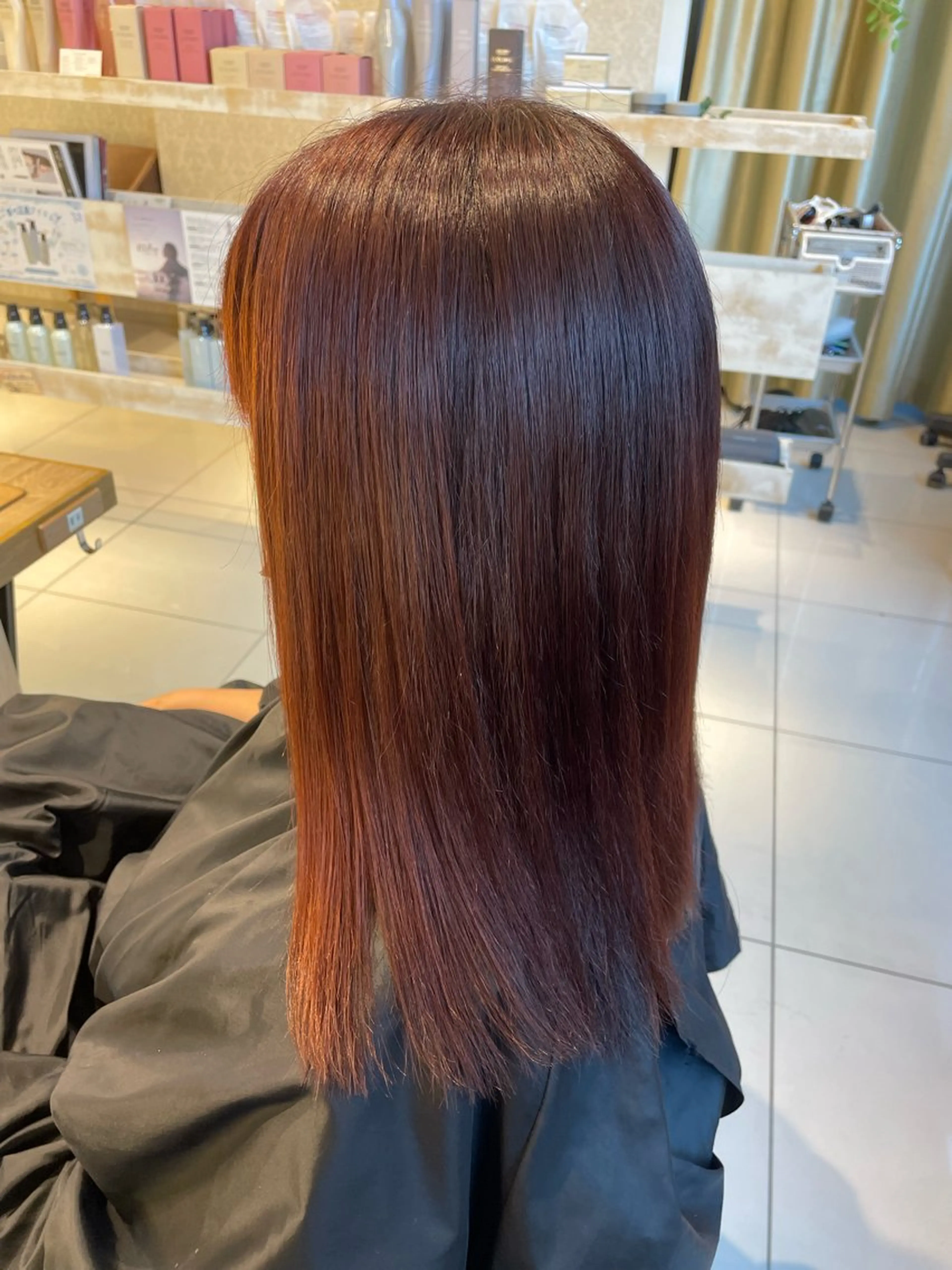 ミディアム カラー ブリーチなしカラー/ 暖色カラー/艶カラーのヘアスタイル