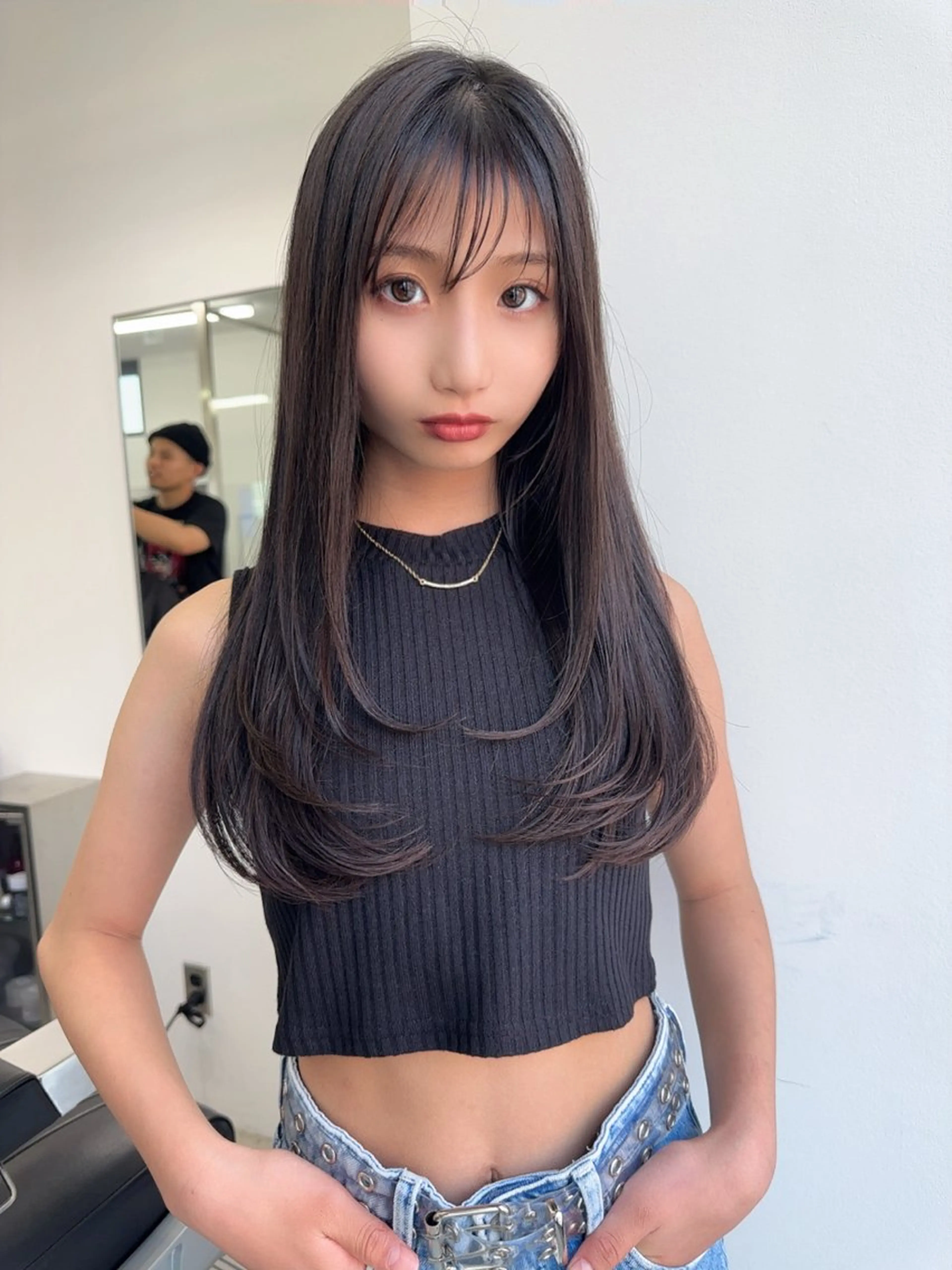 ロング カラー グレージュ 韓国風ヘア レイヤーカット カット ヘアカラー トリートメント 韓国ヘア/レイヤー /大嶽佑馬のヘアスタイル