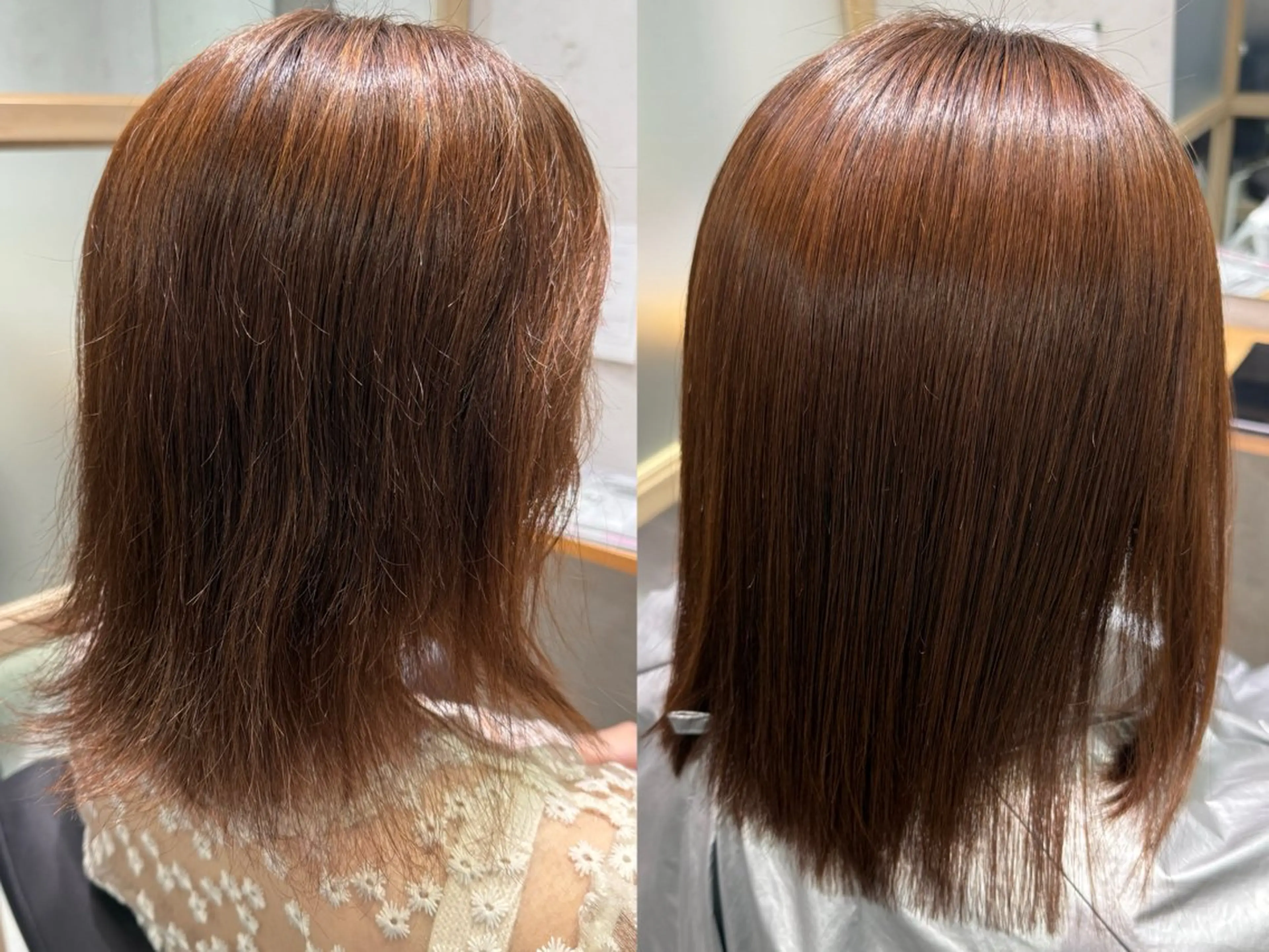 ミディアム カット 縮毛矯正 トリートメント ✨シルクストレート✨ 美髪髪質改善Yukiのヘアスタイル