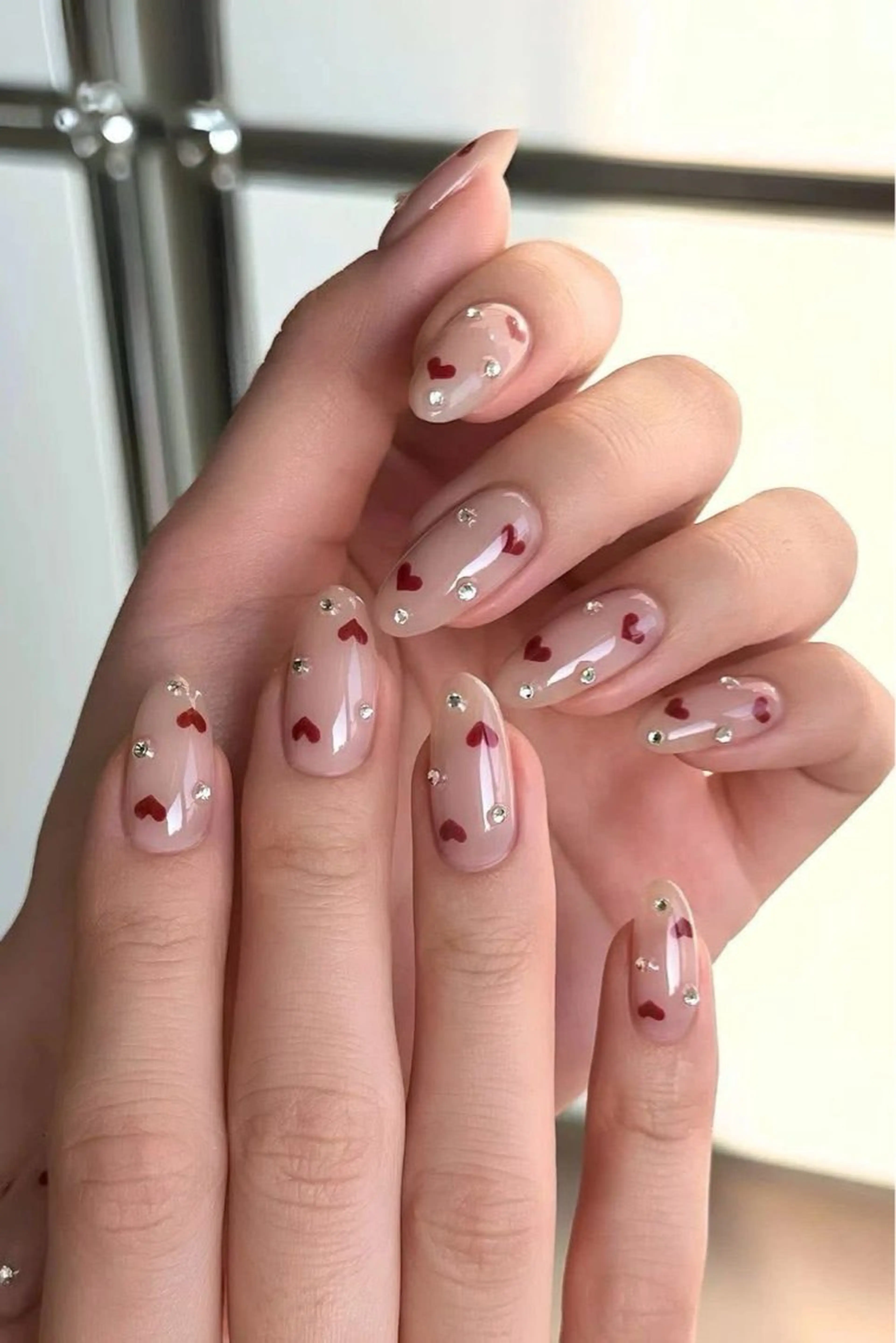 ネイル 長さ出し フレンチネイル ジェルネイル ガラスフレンチ 韓国ネイル ハンドネイル Minette nailHuongのネイルデザイン