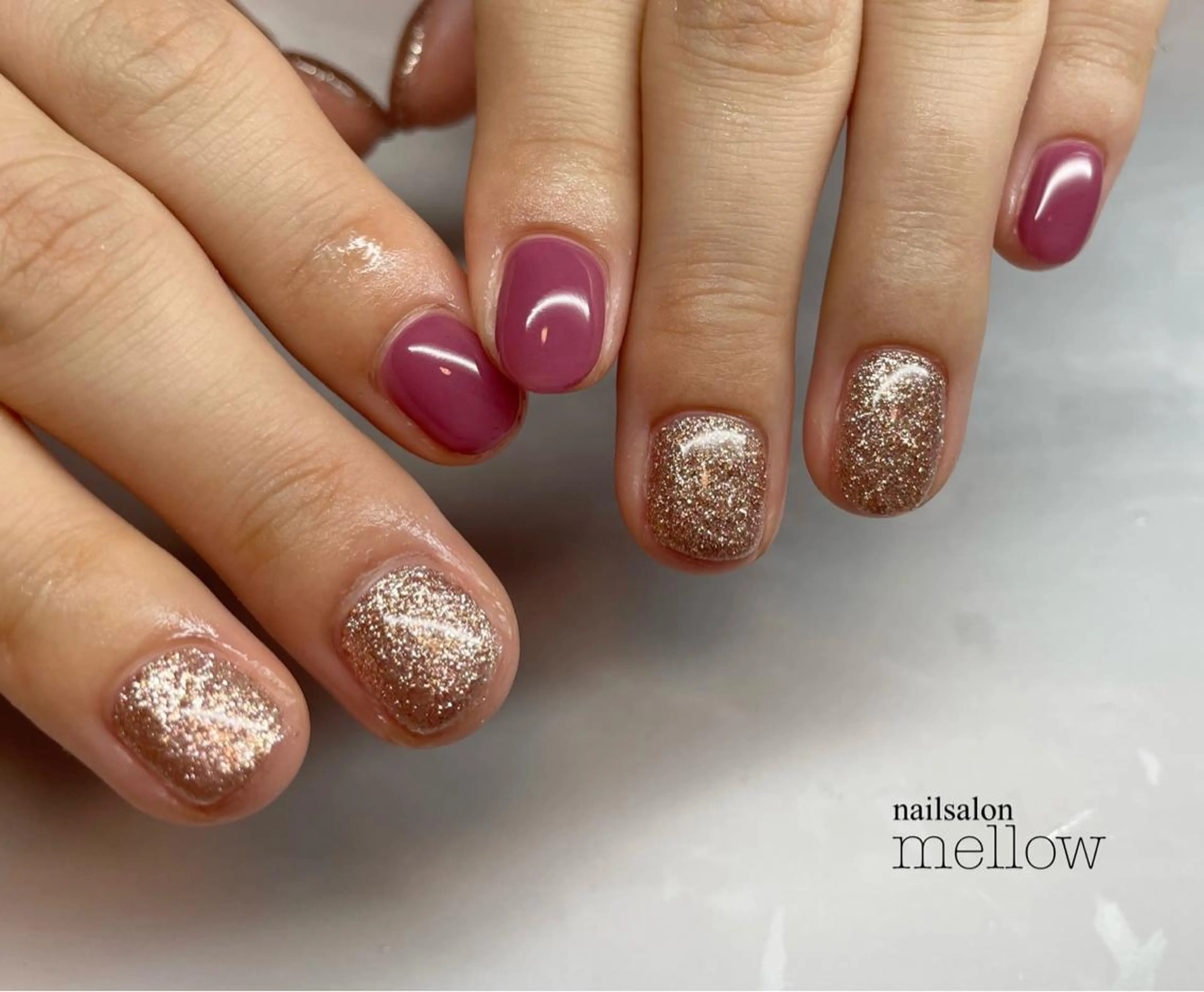 ネイル ゴールド ピンク 大山 浩美のネイルデザイン