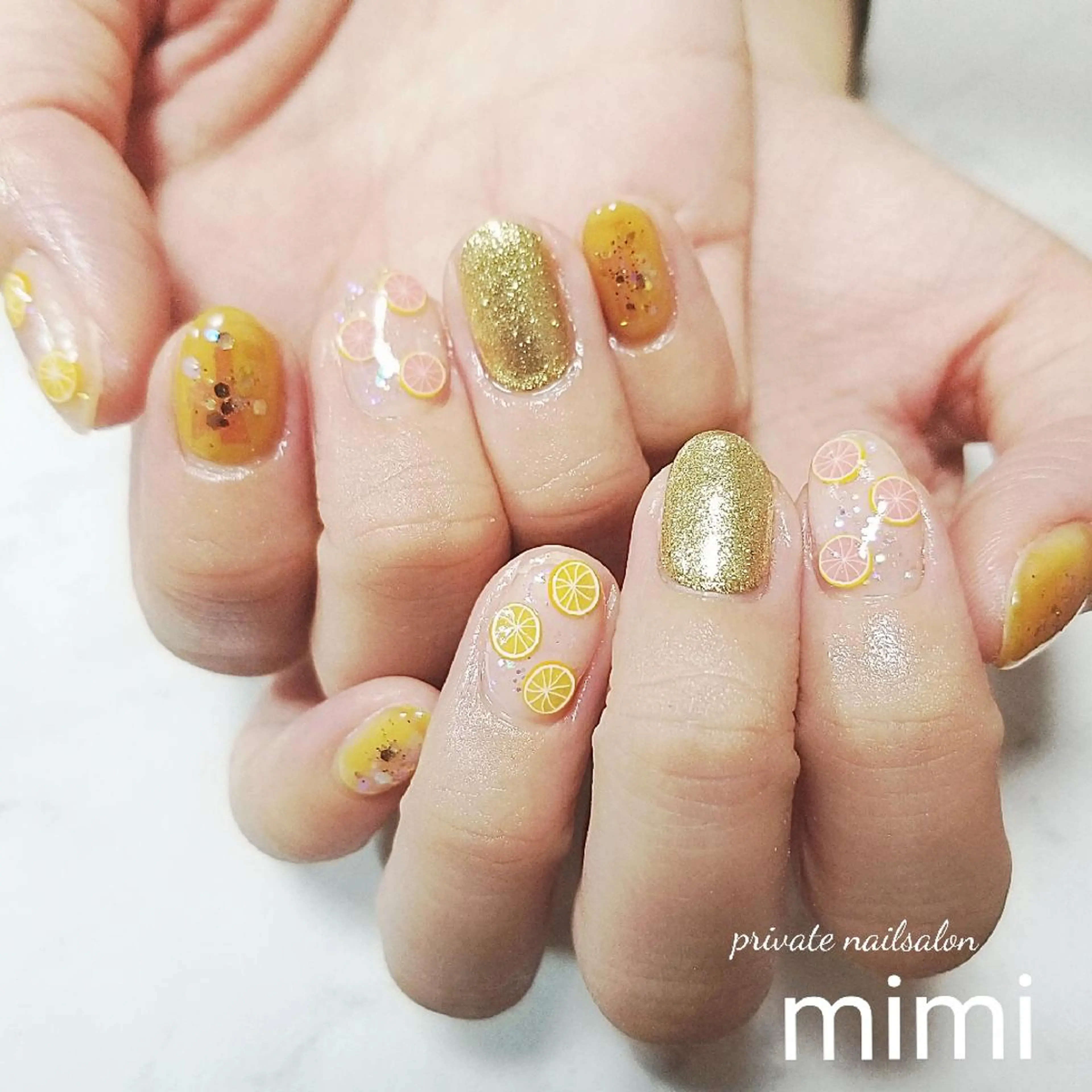 ネイル クリアネイル 黄色 博多ネイル ｍｉｍｉのネイルデザイン