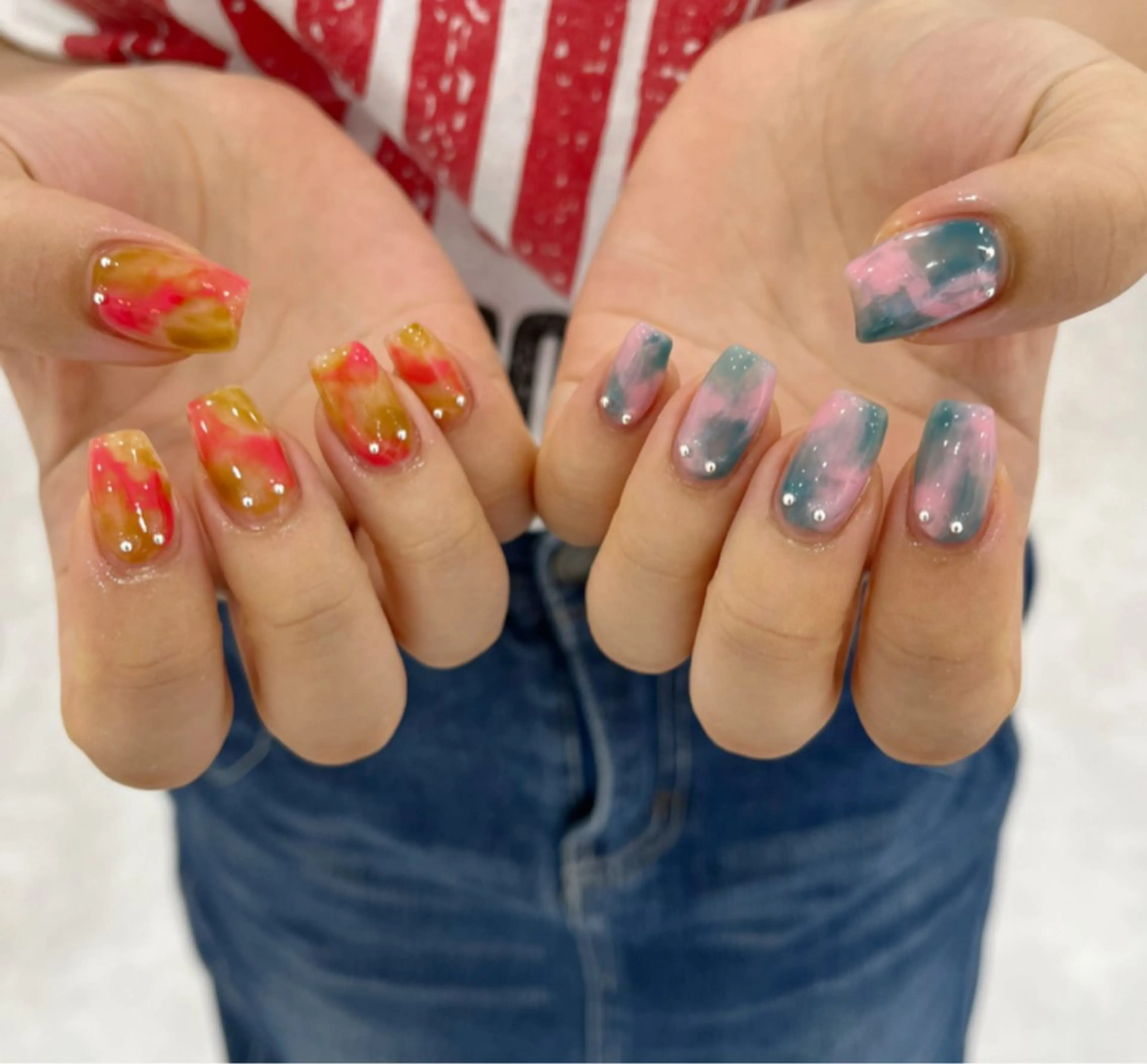 ネイル 長さ出し フットネイル ジェルネイル 韓国ネイル マグネットネイル #Amin nail salonのネイルデザイン