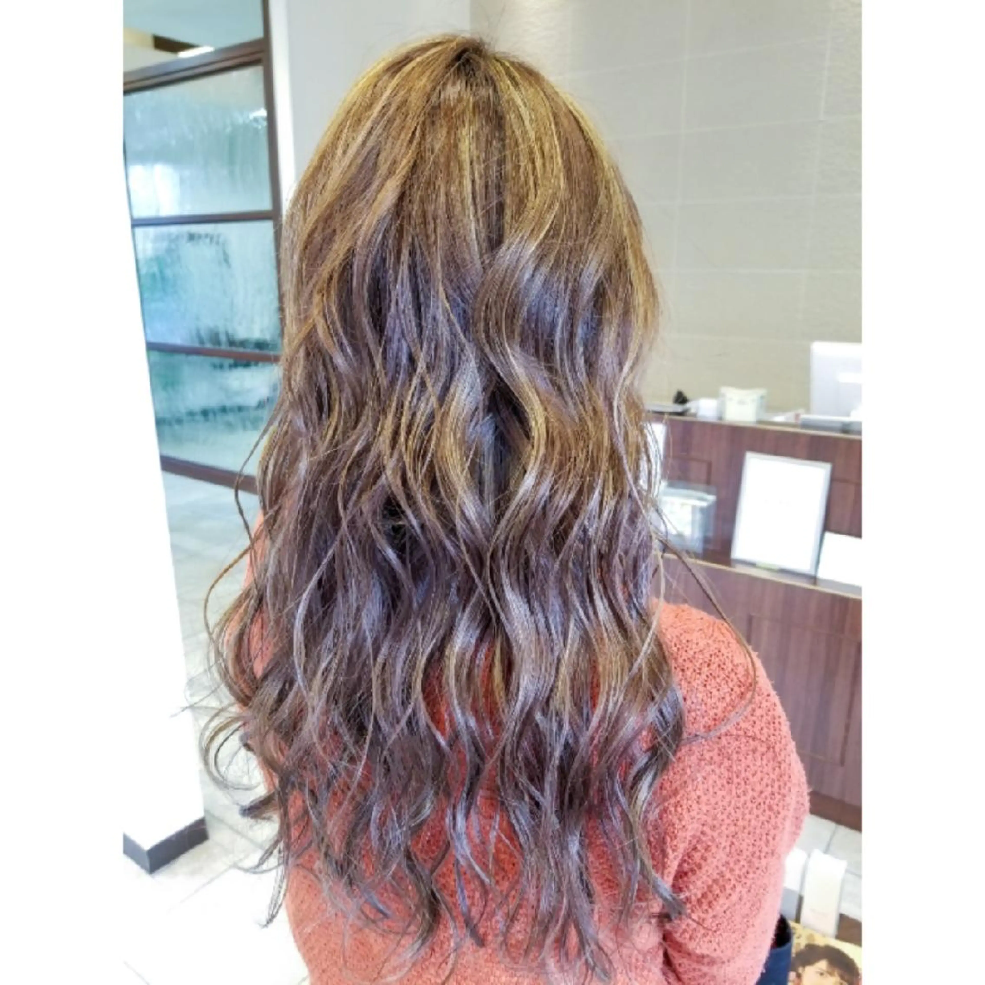 ロング カラー ブリーチ、デザイン  カラー福士直矢のヘアスタイル