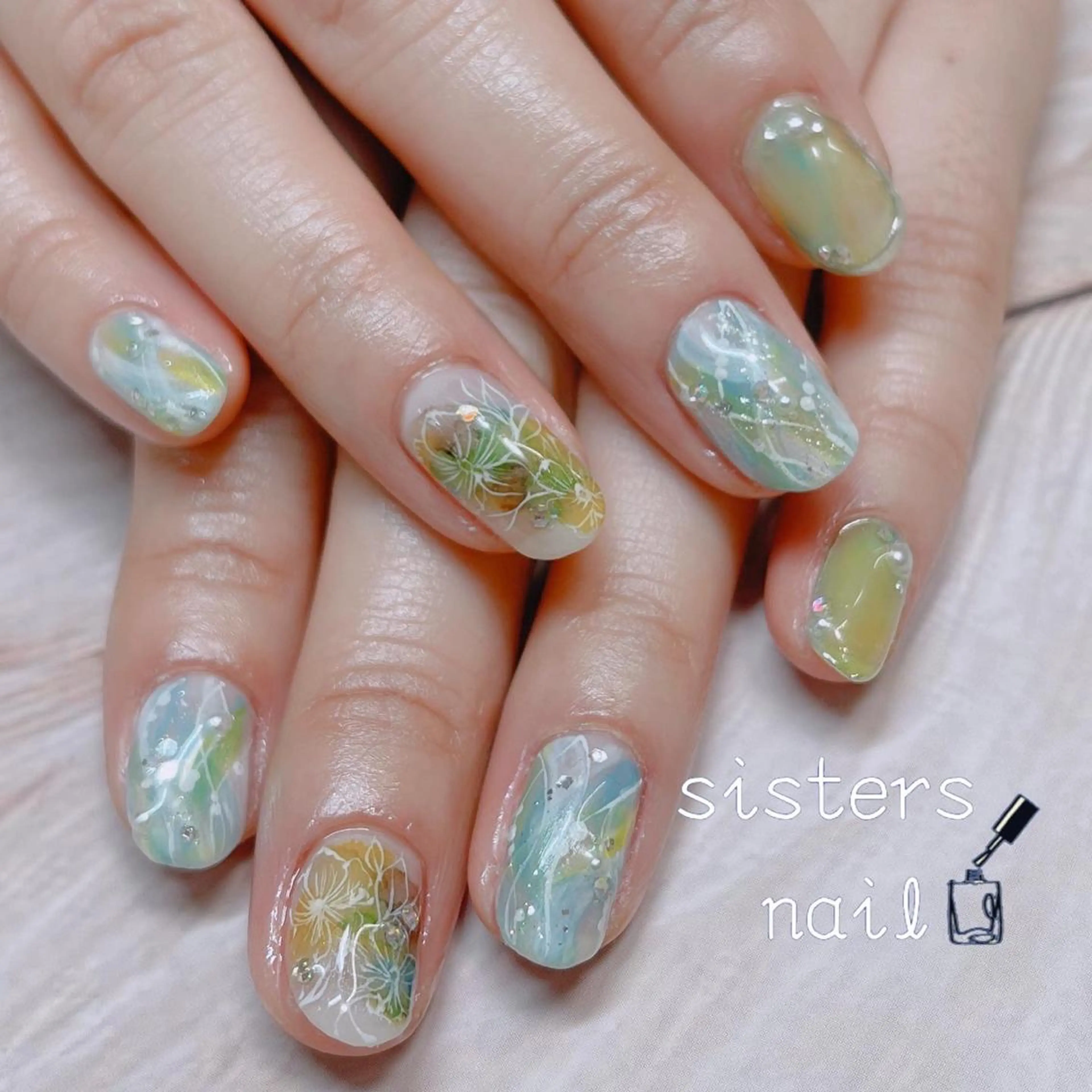 ネイル アートネイル フラワーネイル ニュアンスネイル ハンドネイル ハンドケア sisters nail.fのネイルデザイン