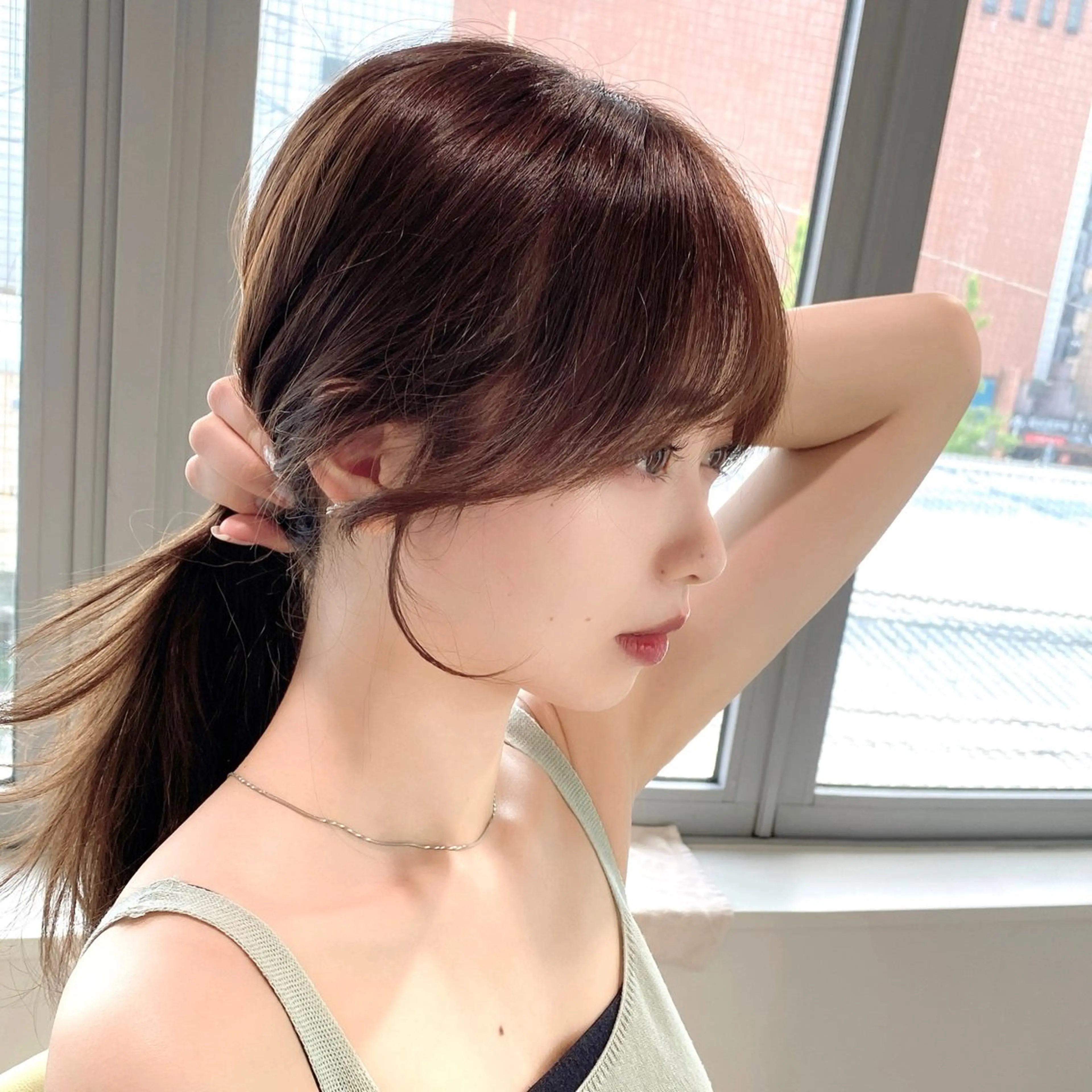 セミロング 顔周りカット 森 隆秀/韓国ヘアのヘアスタイル